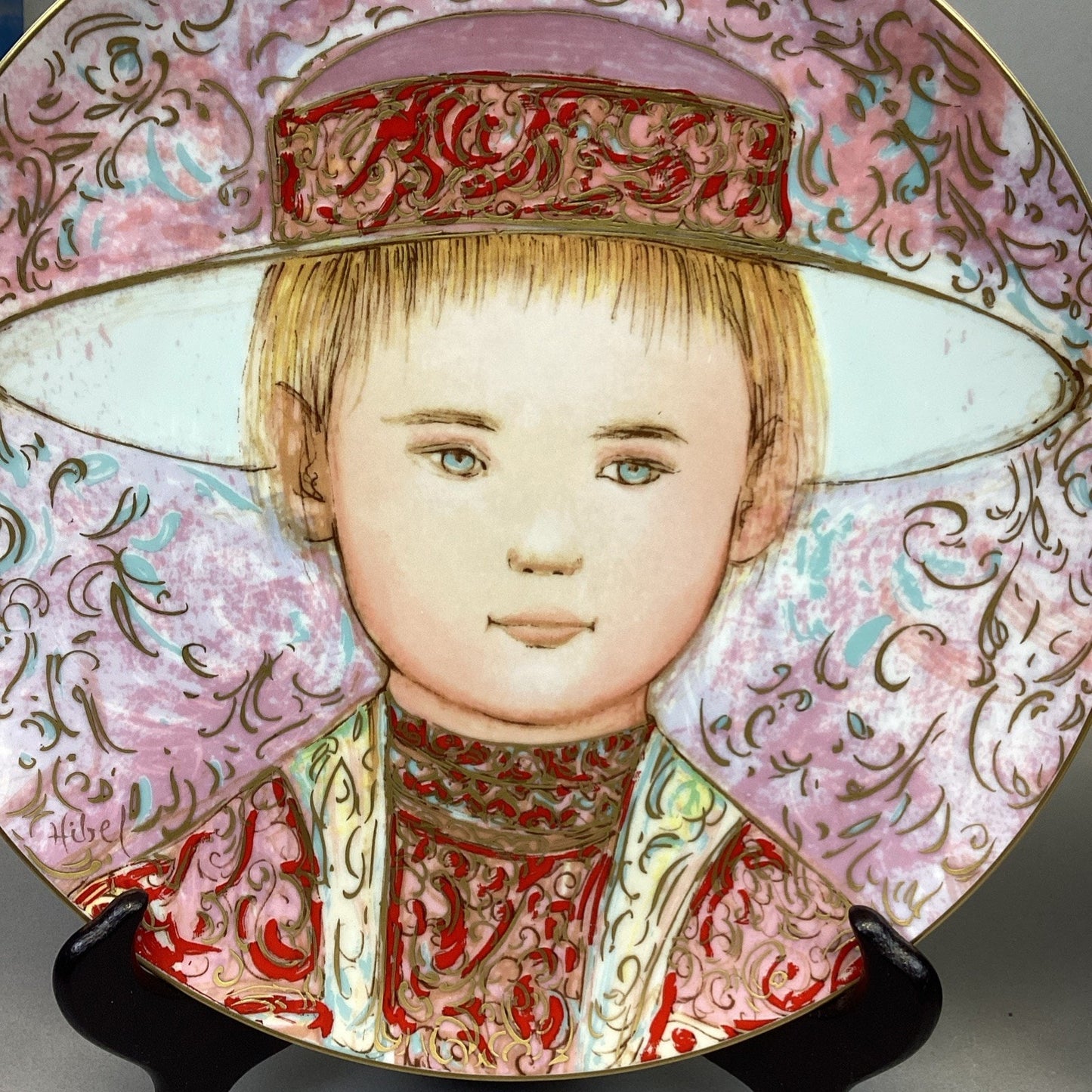 2 Signed Edna Hibel Frederic & Claire Commemorative Series Collectors Plates