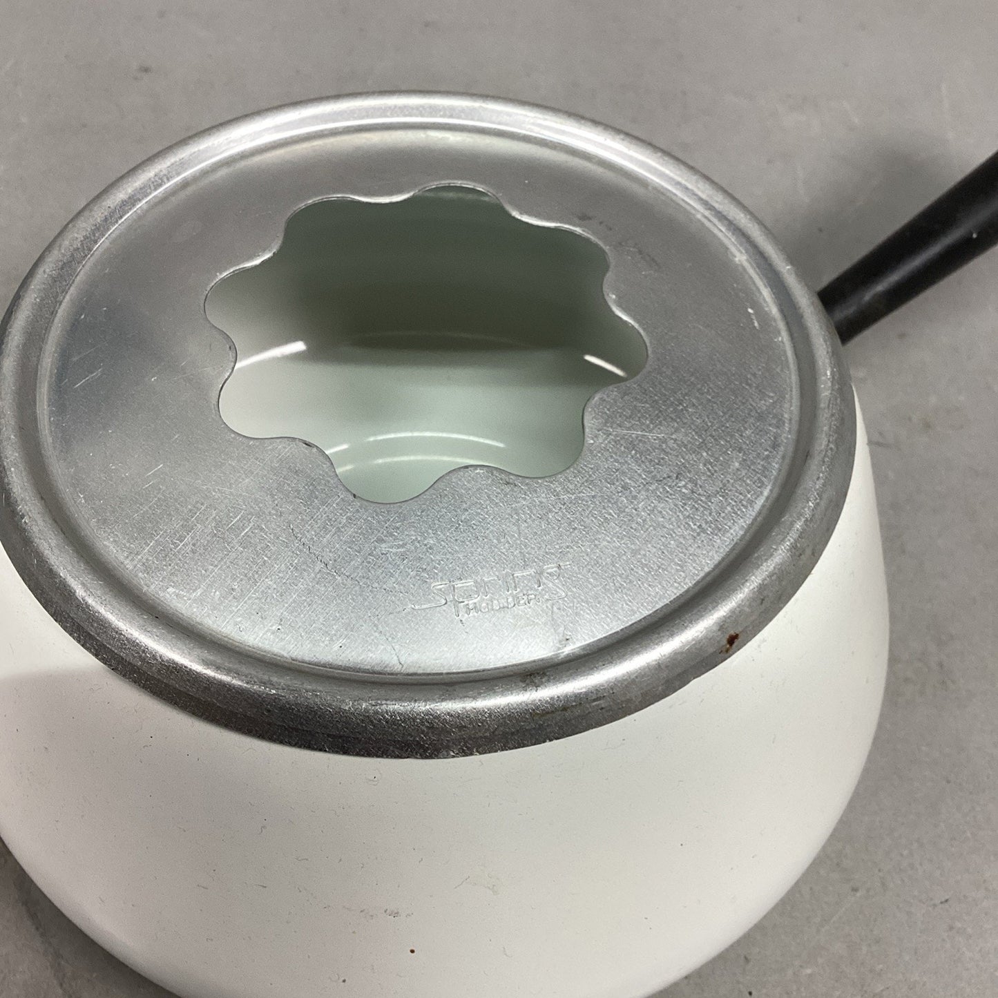 Vintage White Sauce Fondue Pot With Lid
