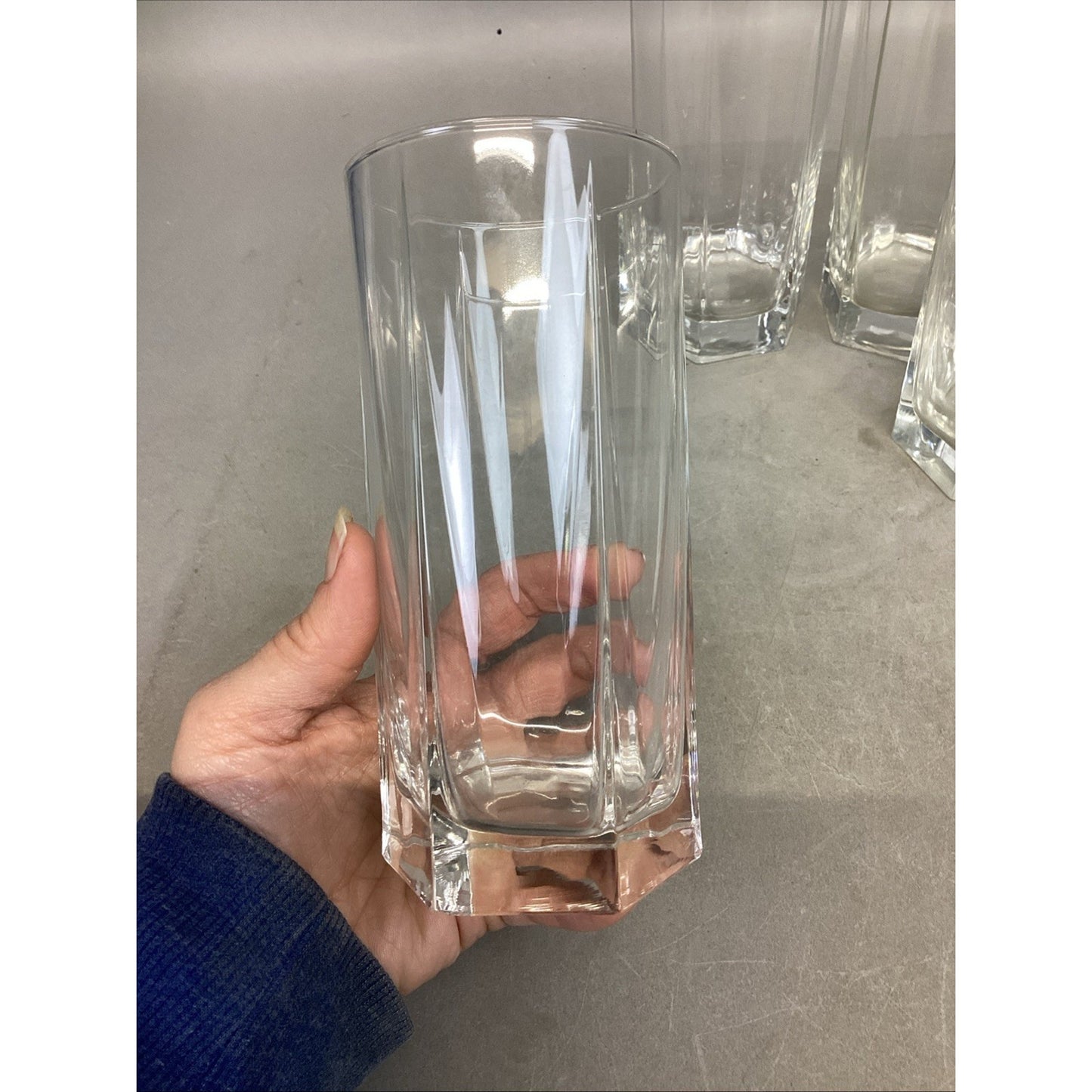 5 Cut Glass Highball 6x2.75” Glasses & 1 Noritake Drinking Glass - 5.5x2.5”