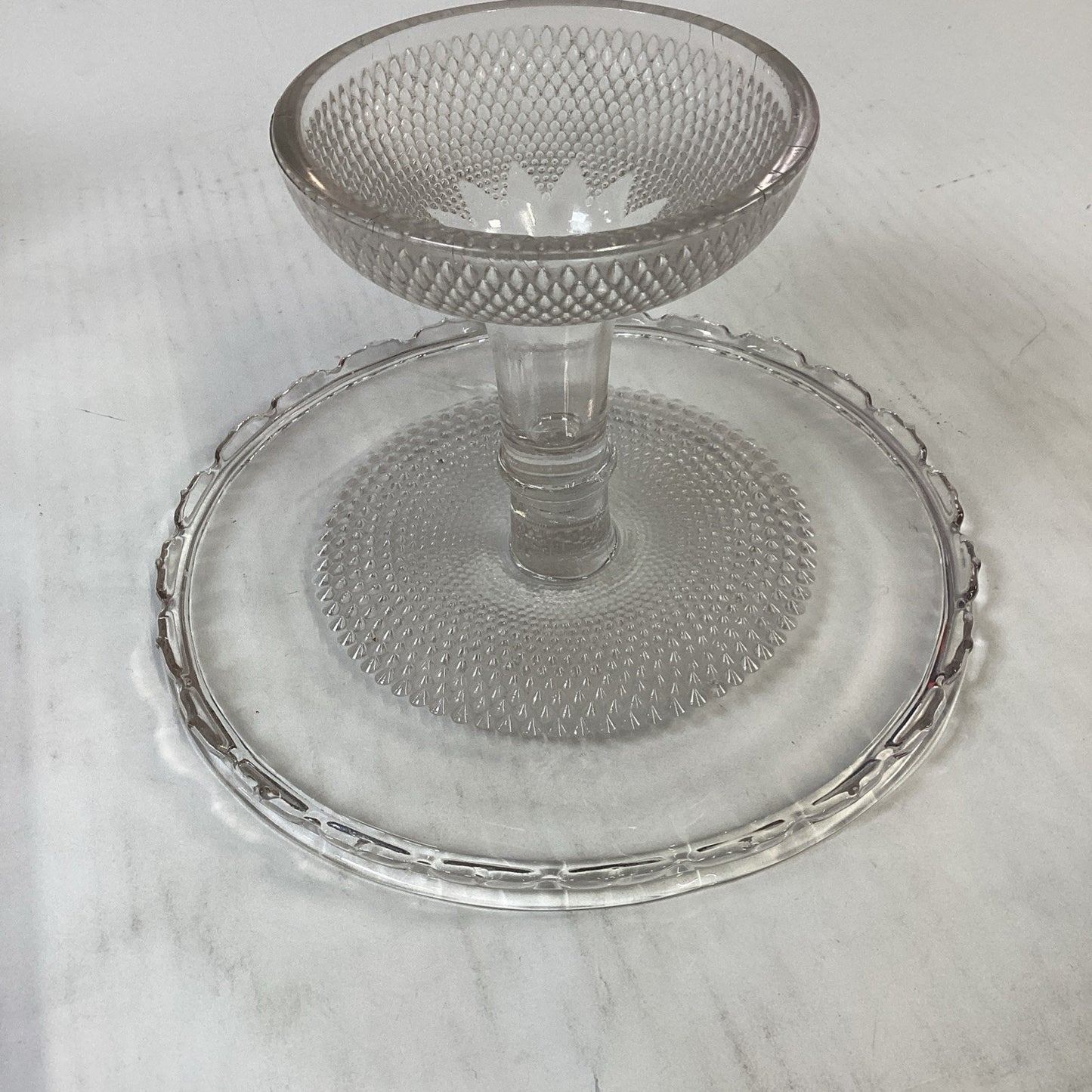 Dewdrop with Star Cake Stand High EAPG Campbell, Jones & Co. 1877