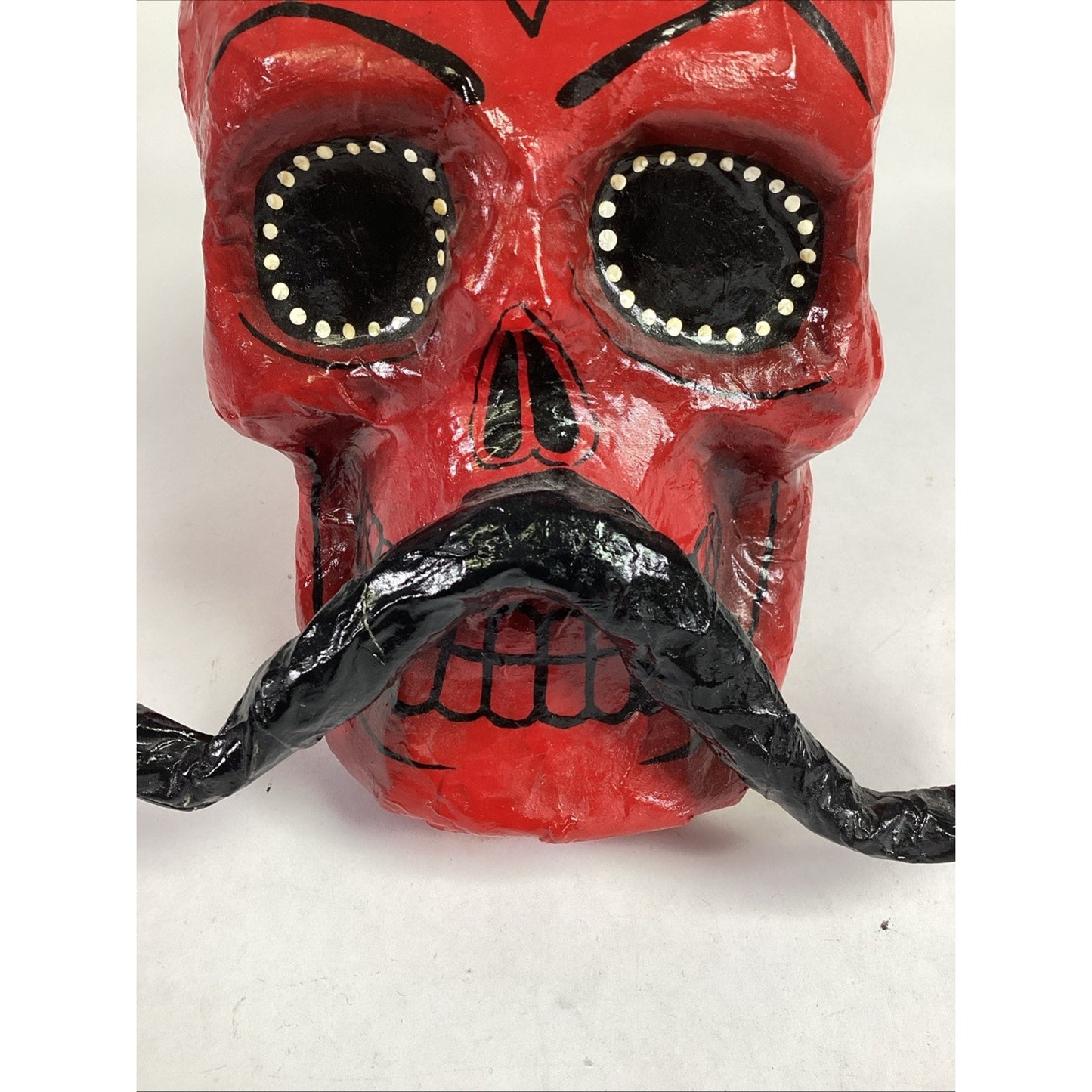Handmade Papier Mache Day Of The Dead Sugar Skull Devil/Demon Figure
