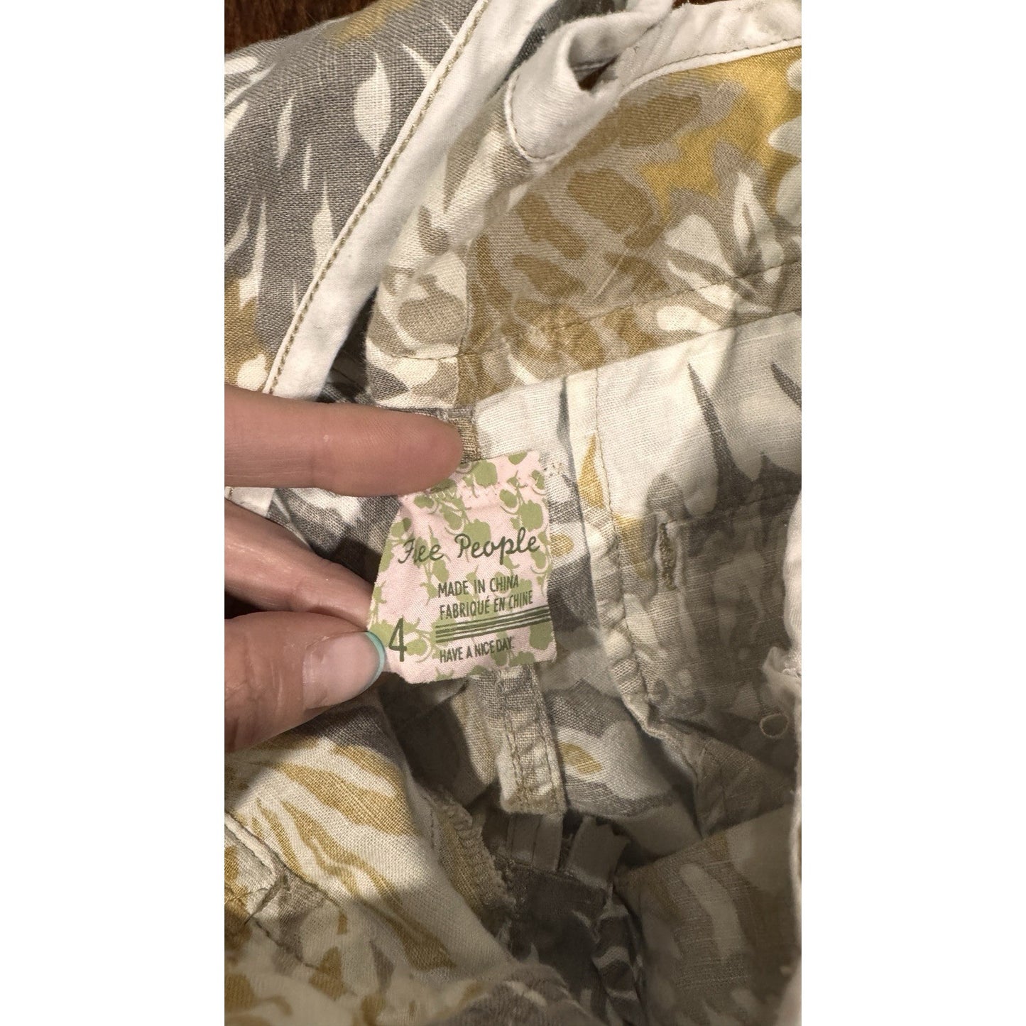 Free People Floral Shorts Size 4 Lace Up Boho Summer