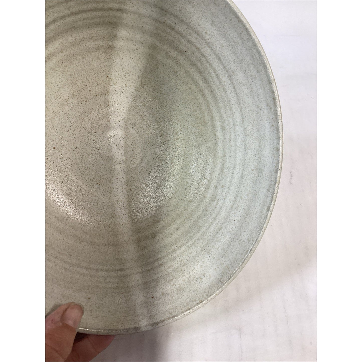 Vintage Speckled White Glazed Bowl - 9x7.5x3.5”