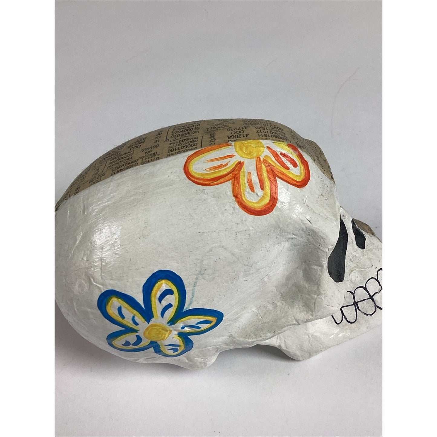 Vintage Papier Mache Floral Sugar Skull - Made In Mexico