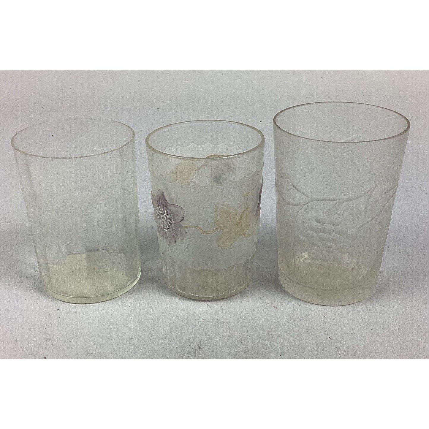 Lot Of 3 Vintage Glass Tumblers Drinking Glasses