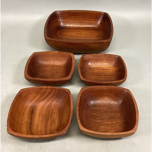 Genuine Bangkok Teak Napcoware Bowls - Lot Of 5