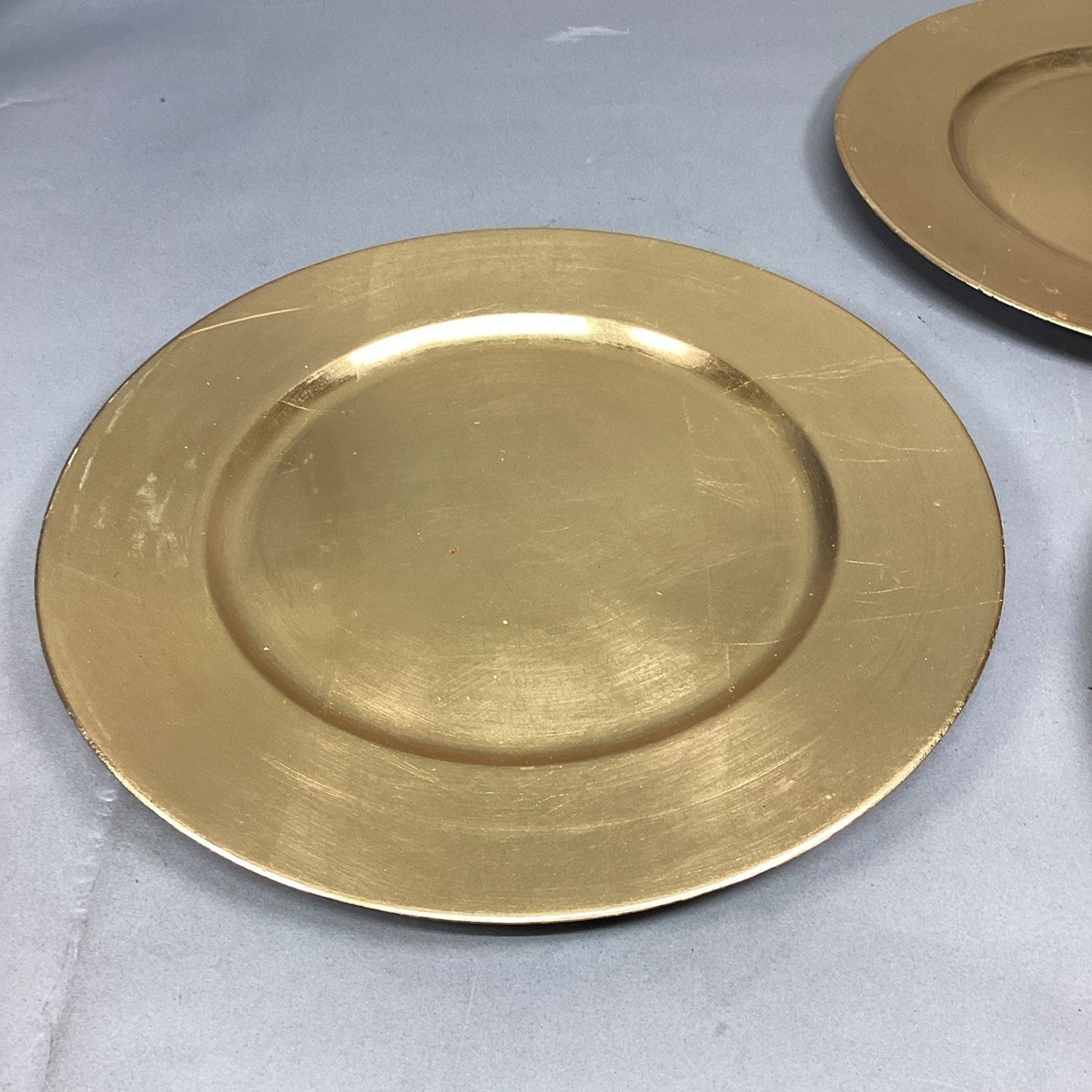 Set Of 9 Gold Gilt Chargers - 14”D