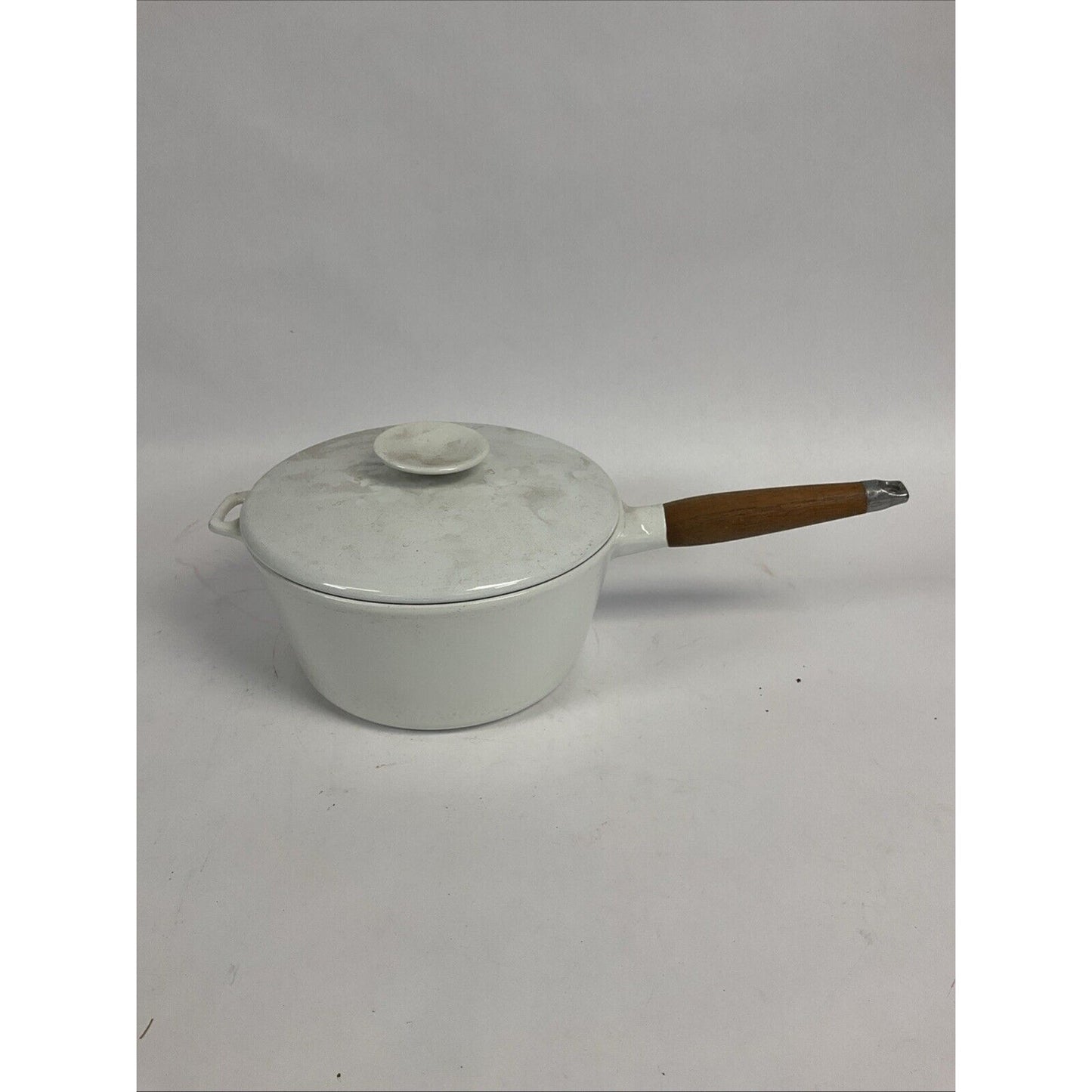 Vintage White COPCO Denmark Danish Enameled Cast Iron Pot