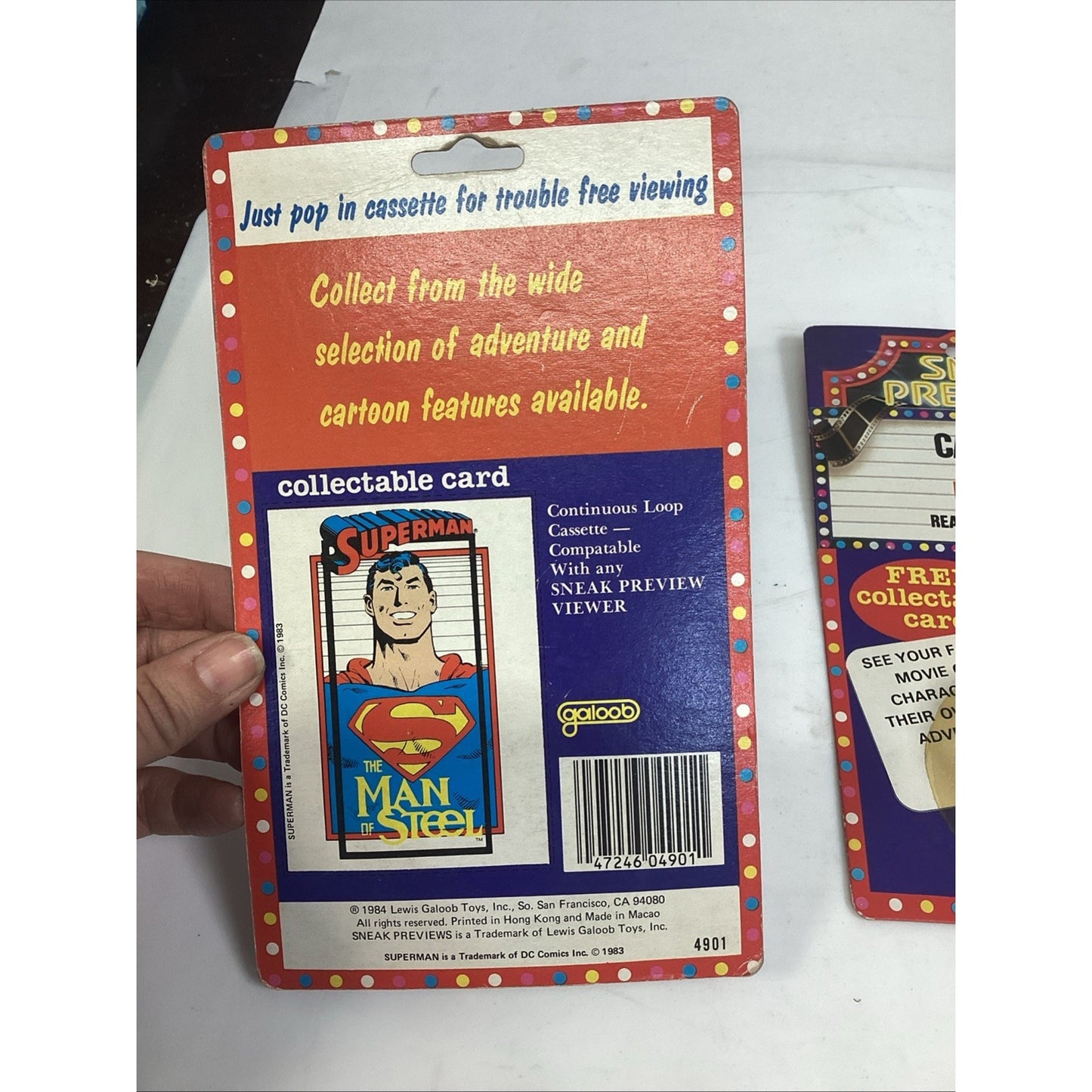 1984 Galoob Sneak Previews Cassette Superman & Batman Real Motion Pictures NOS
