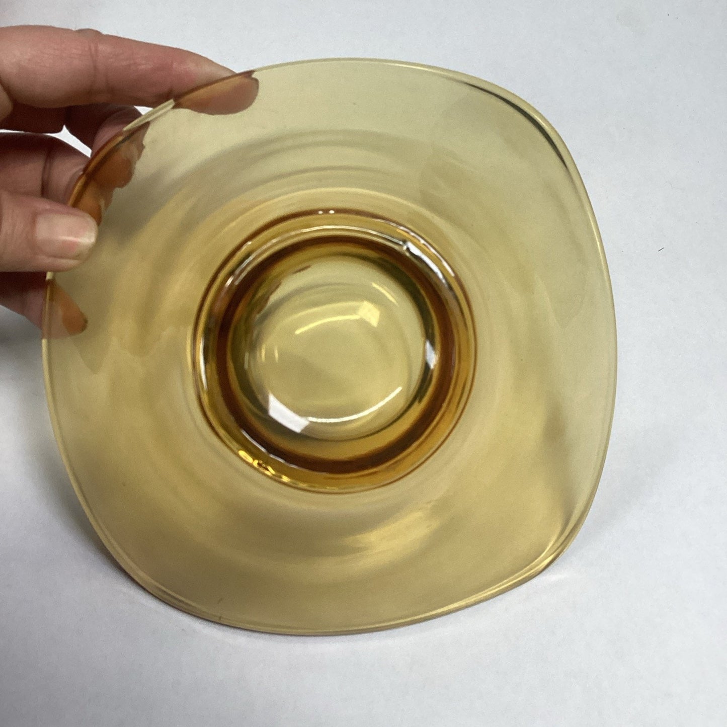 Hand Blown Viking Glass Epic Purple Amethyst Art Bowl And Yellow Bonbon Dish