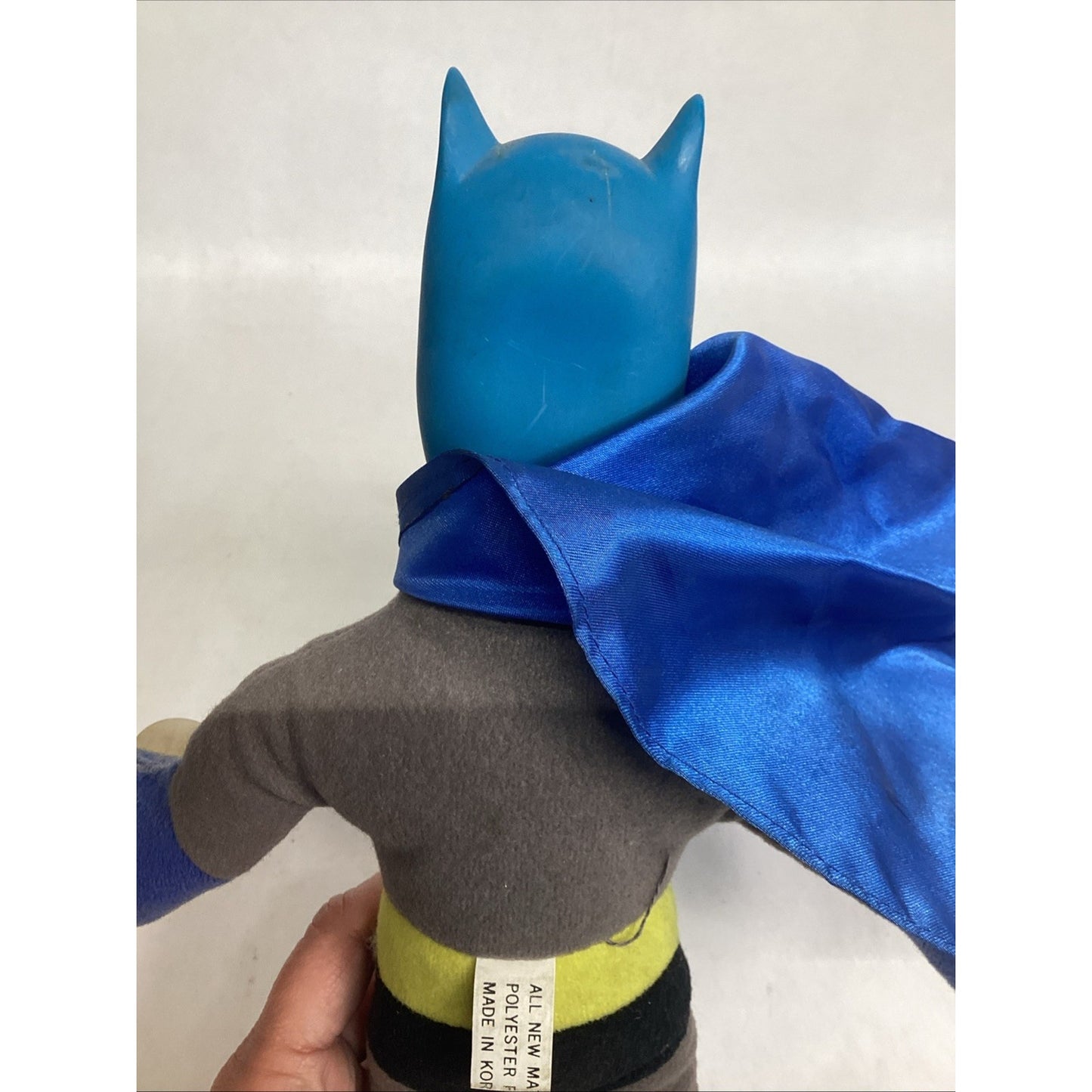 Vintage 1960's-1970's 13.5" Batman Plush Doll W/ Hard Plastic Face Window Cling