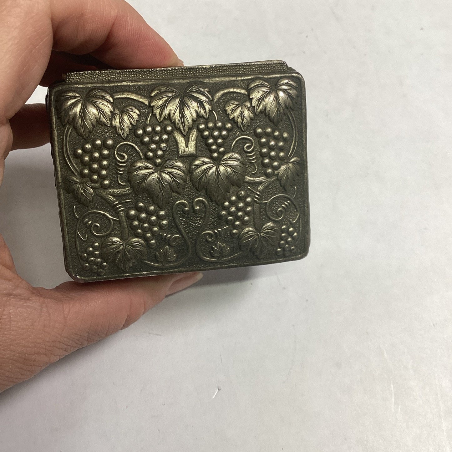 Vintage or Antique Japanese Ornate Trinket Jewelry Box with Red Lining