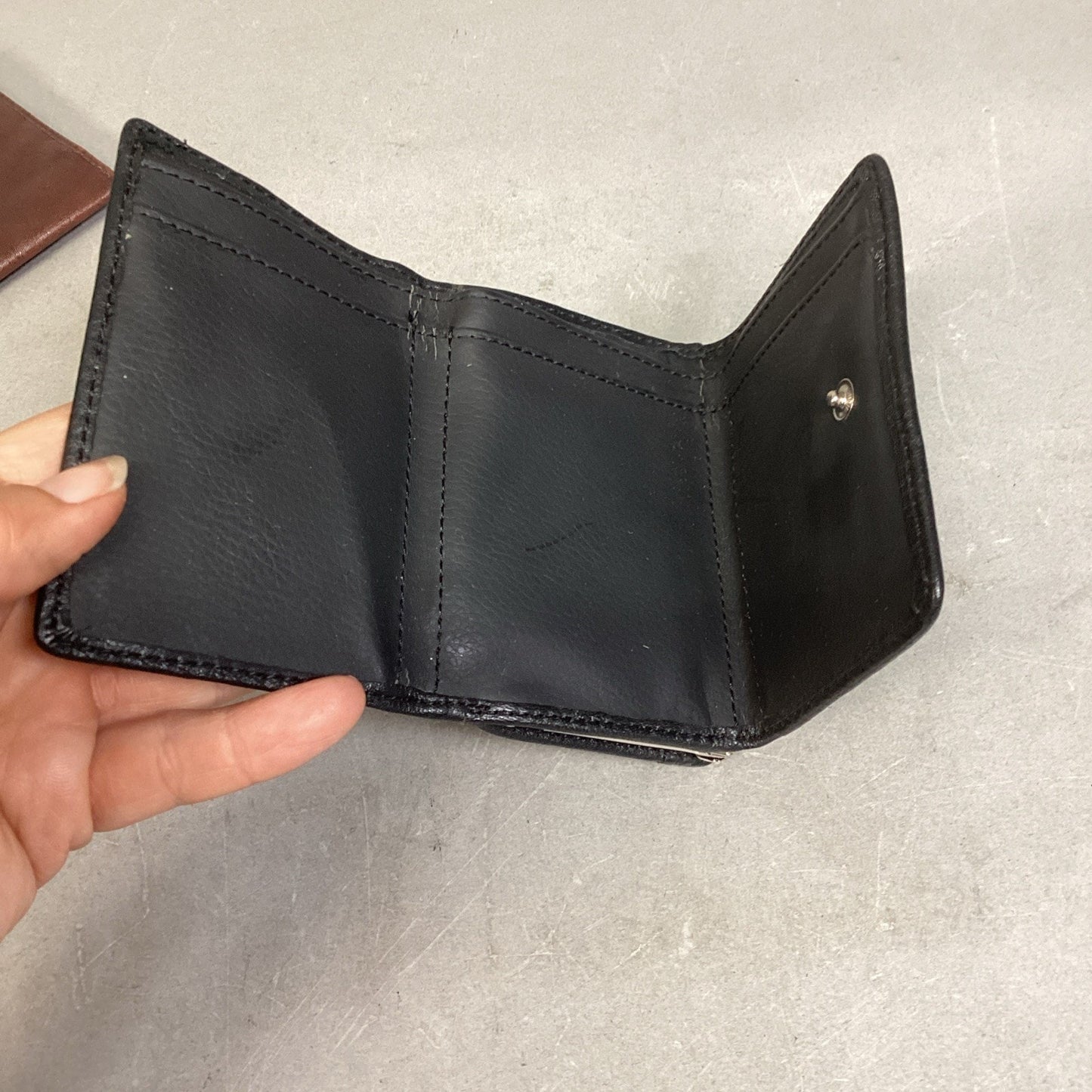 Set Of 2 Vintage Genuine Leather Wallets - Brown One Is Piel Brand
