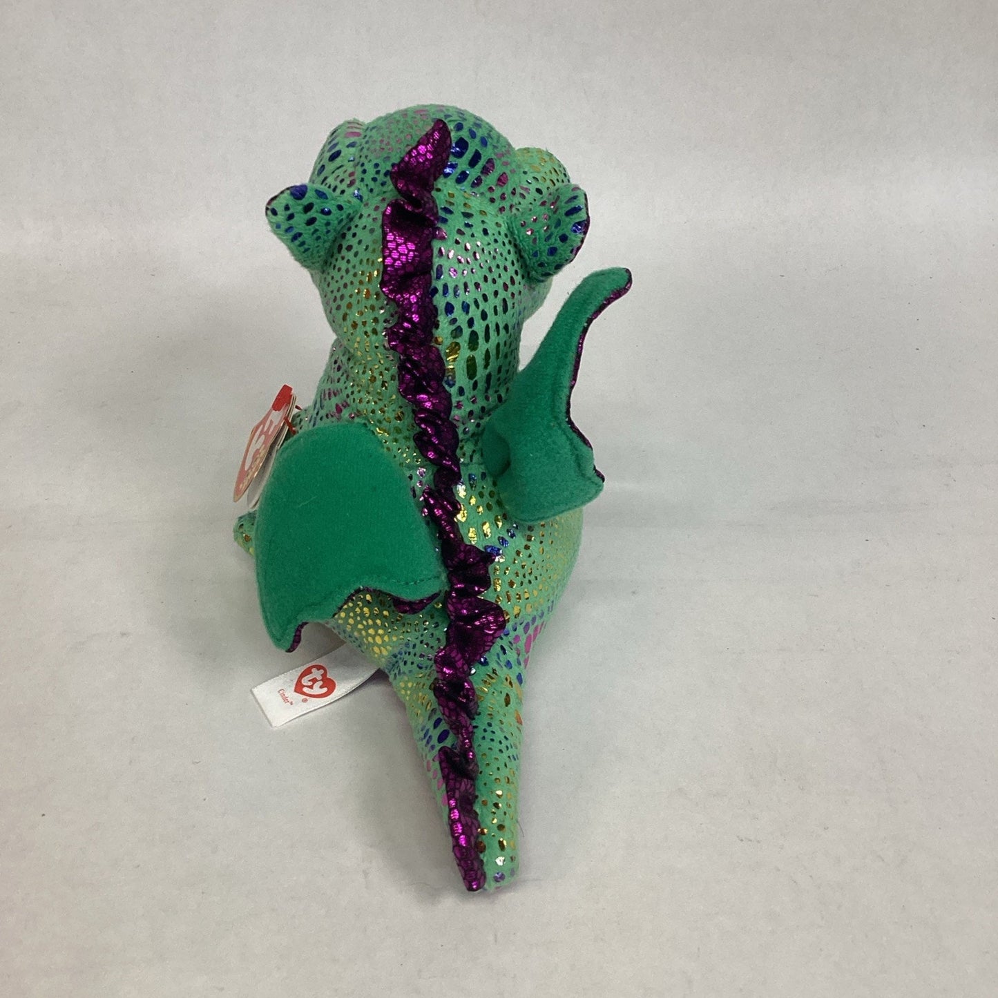 Ty Beanie Boos Cinder the Green And Purple Dragon Plush Toy Collectible