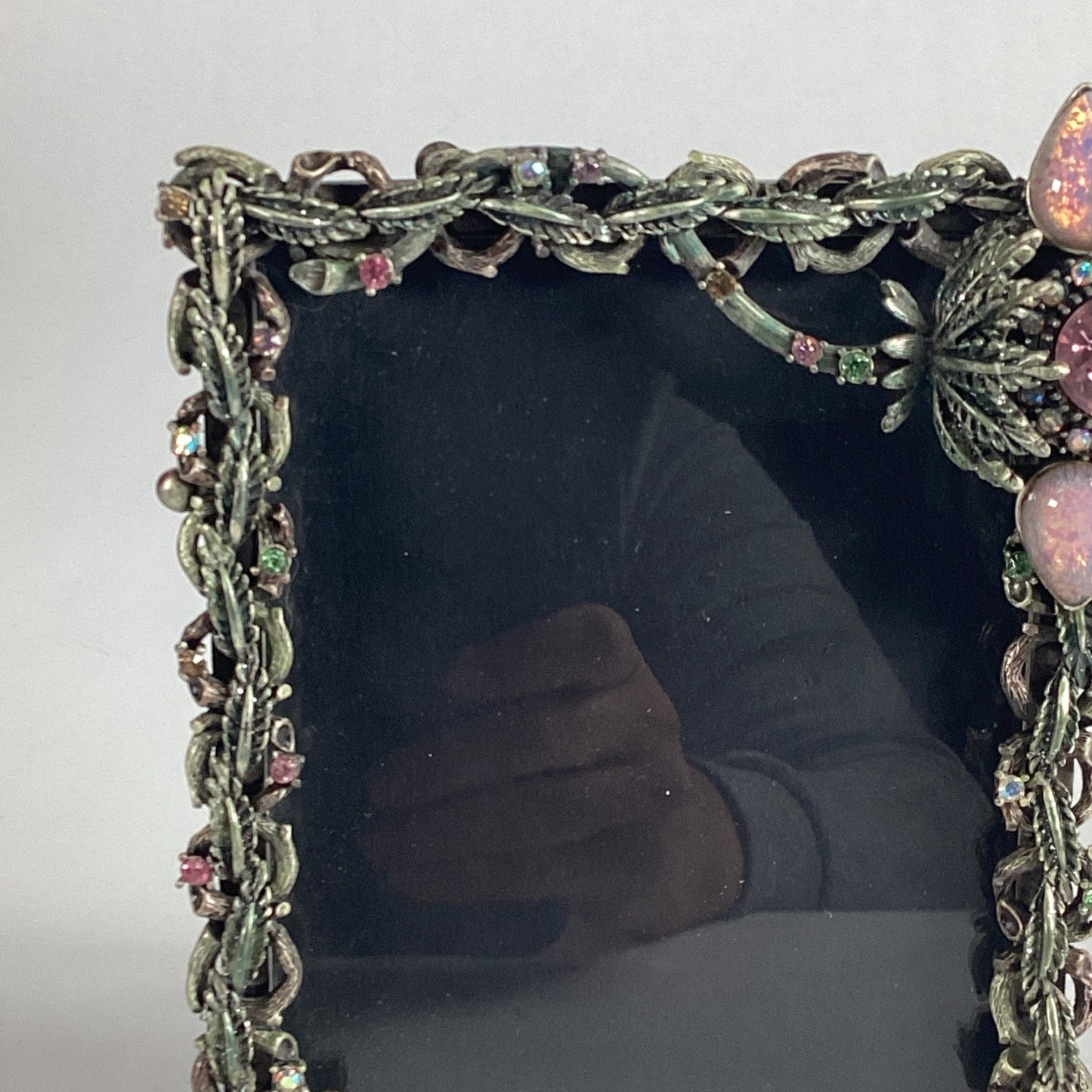 RJ Graziano Pink Floral Photo Frame With Multicolored Rhinestones - Italy