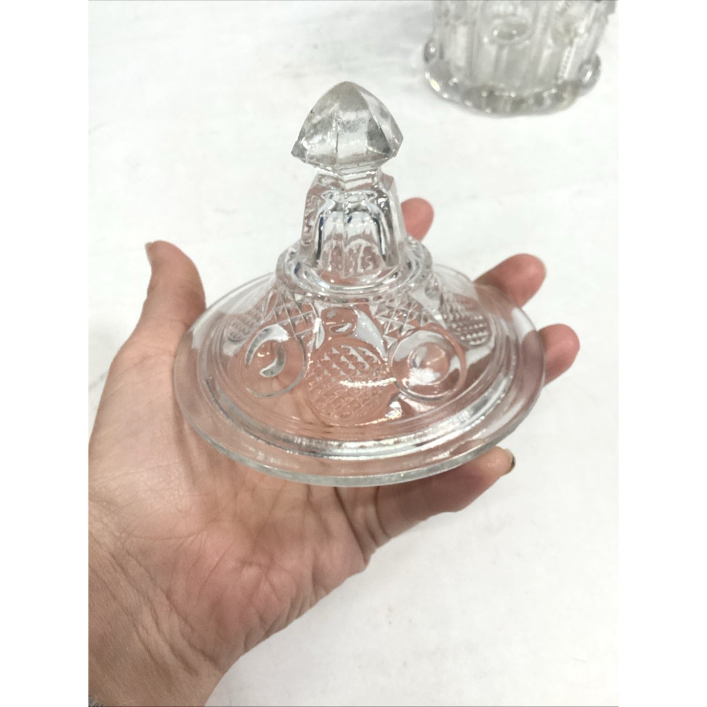 Vintage EAPG Pressed Glass Sugar Bowl With Lid Or Lidded Candy Dish