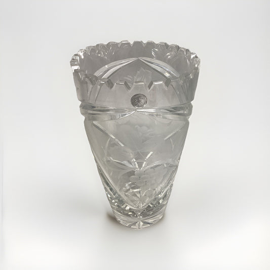 Georg Jensen Etched Glass Flower Vase - 10”Hx5.5”D