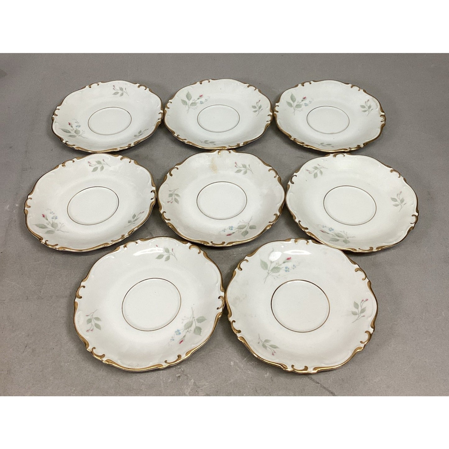 Set Of 8 Floral H&Co Selb Bavaria Germany Heinrich Saucers #66