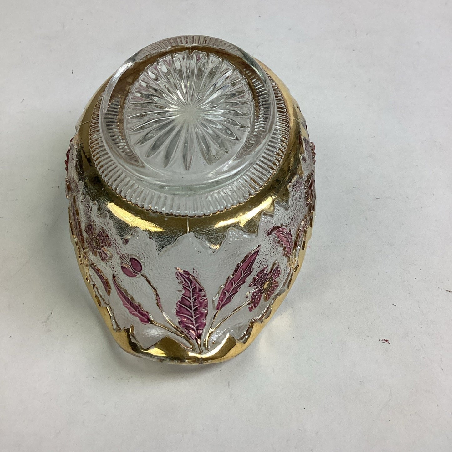 EAPG US Glass Co Rose Stain Delaware Pattern Master Berry Oval Bowl 5 5/8”