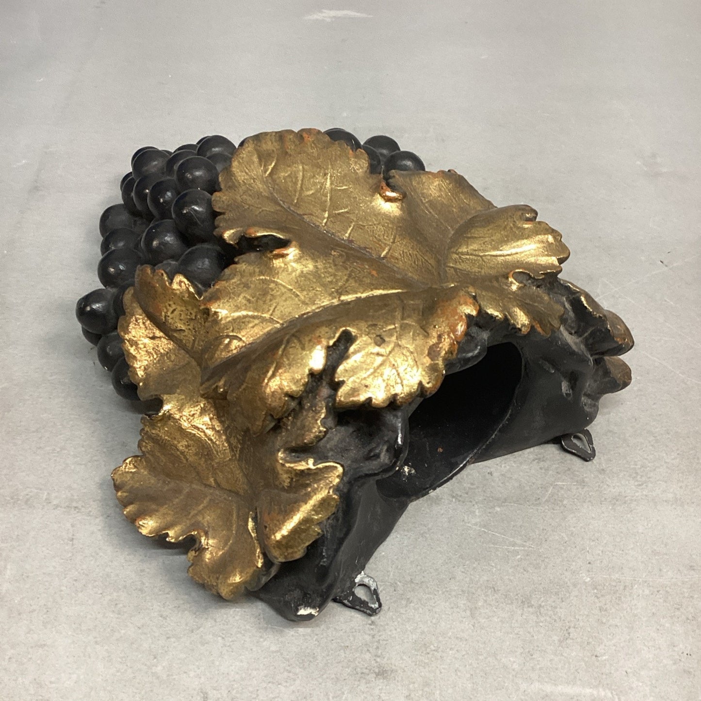 2 Vintage Gold Gilt Plaster Grape Cluster Sconce Wall Pockets