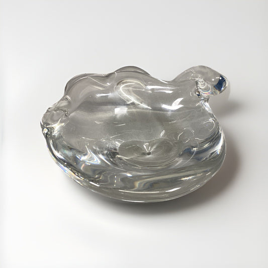 Vintage Heavy Daum Signed Glass Ashtray Trinket Dish - Made In France