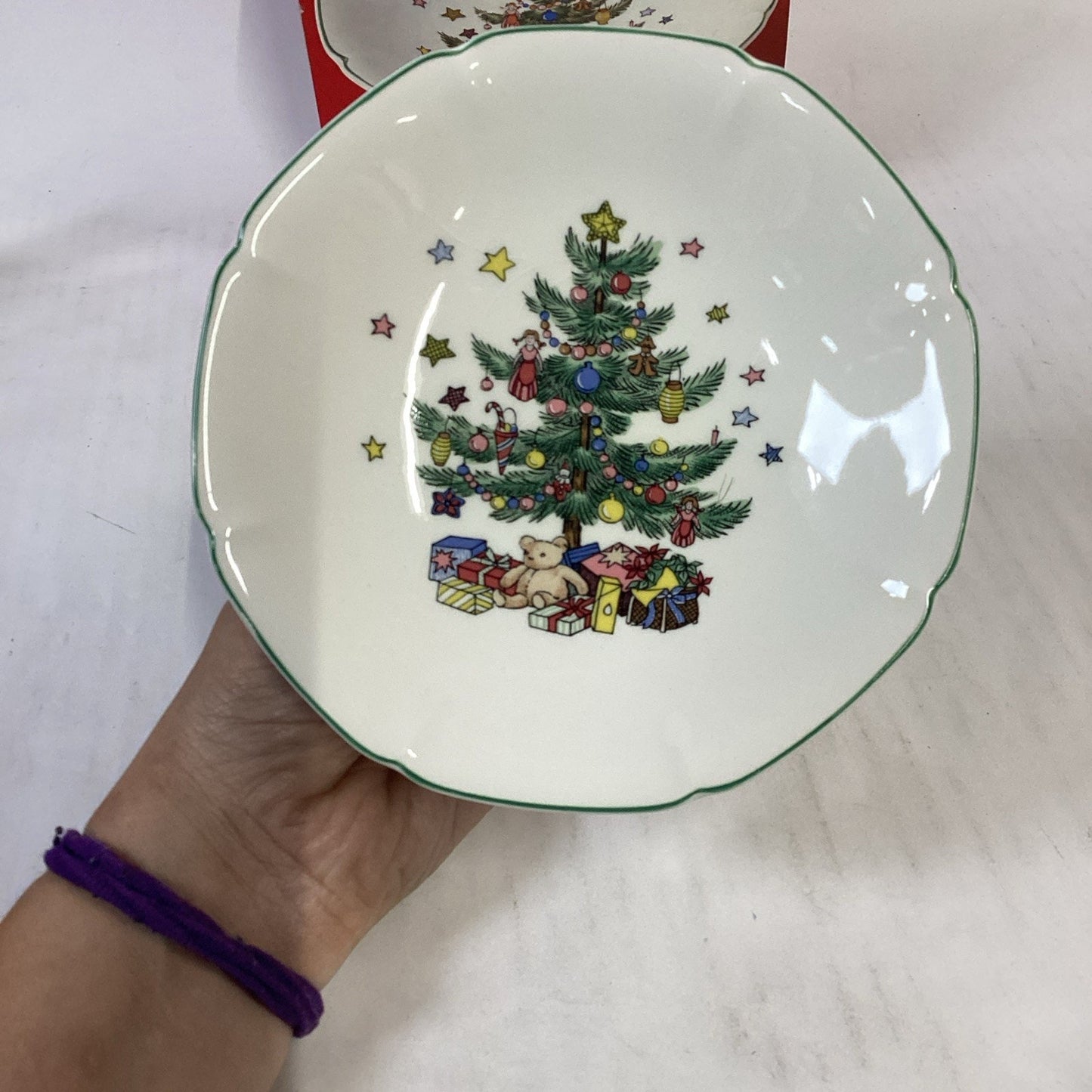 Nikko Christmas Tree Candy Dish 6" Sculpted Footed Compote W/ Original Box