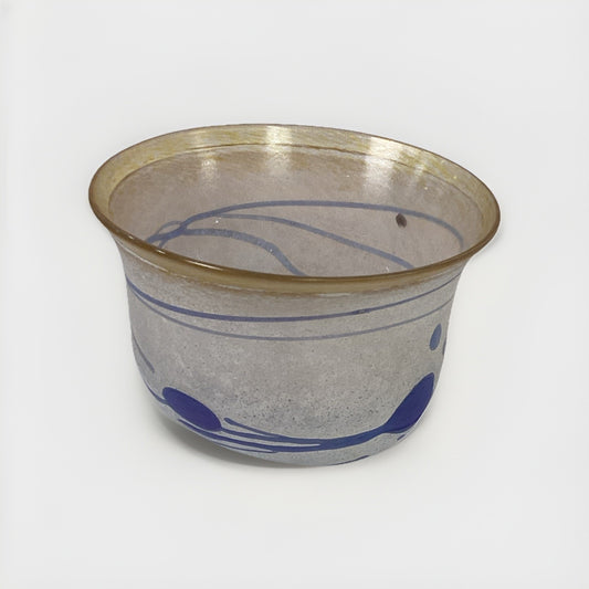 KOSTA BODA Signed Bertil Vallien BLUE GALAXY Sweden #58016 Glass Oval Bowl Vase
