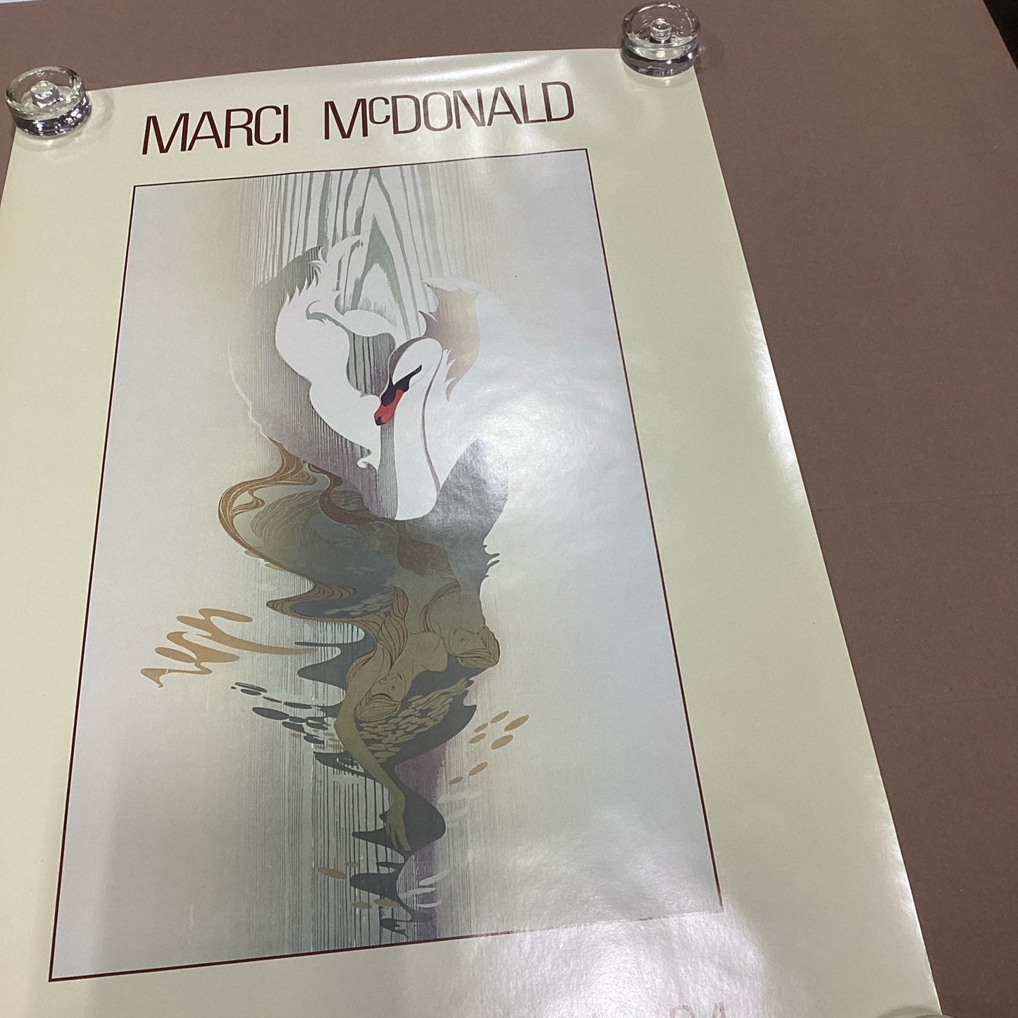 Marci McDonald New York Art Expo 1984 Signed Swan Poster - 36x23.75”
