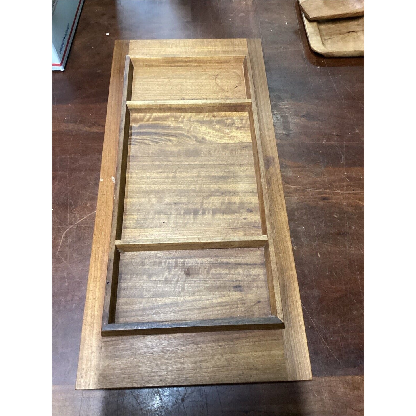Vintage 3 Compartment Wooden Serving Tray - 25”x12”