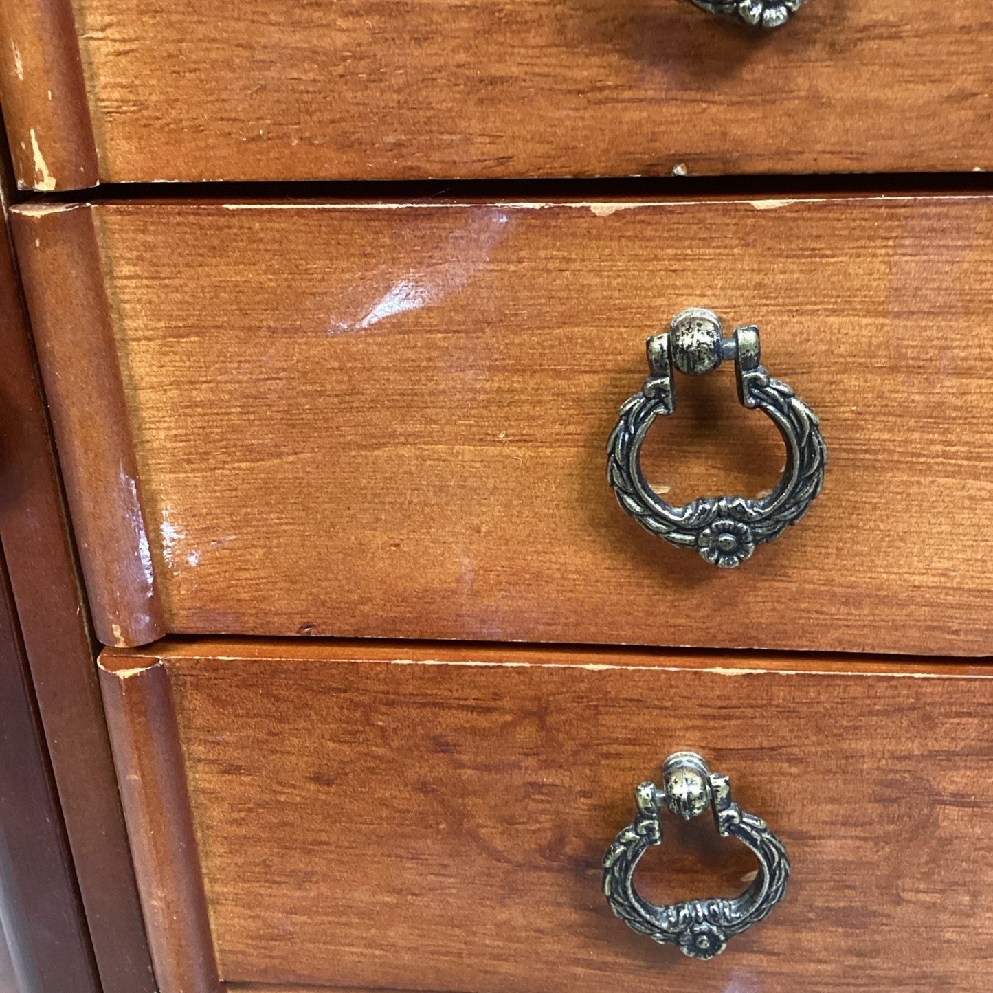 Vtg Jewelry Organizer/Armoire - 2 Doors & 5 Drawers - 13”H