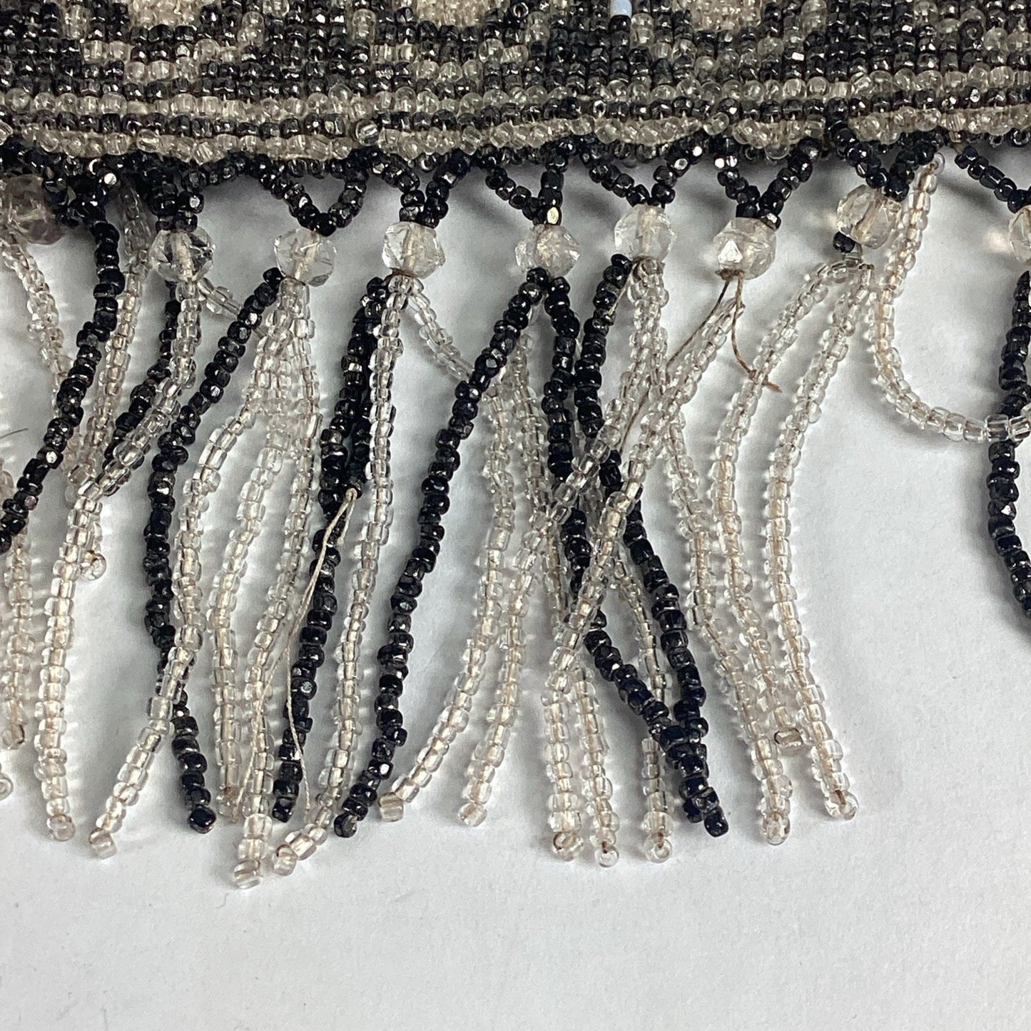 Vintage Beaded Evening Bag With Fringe & Mirror