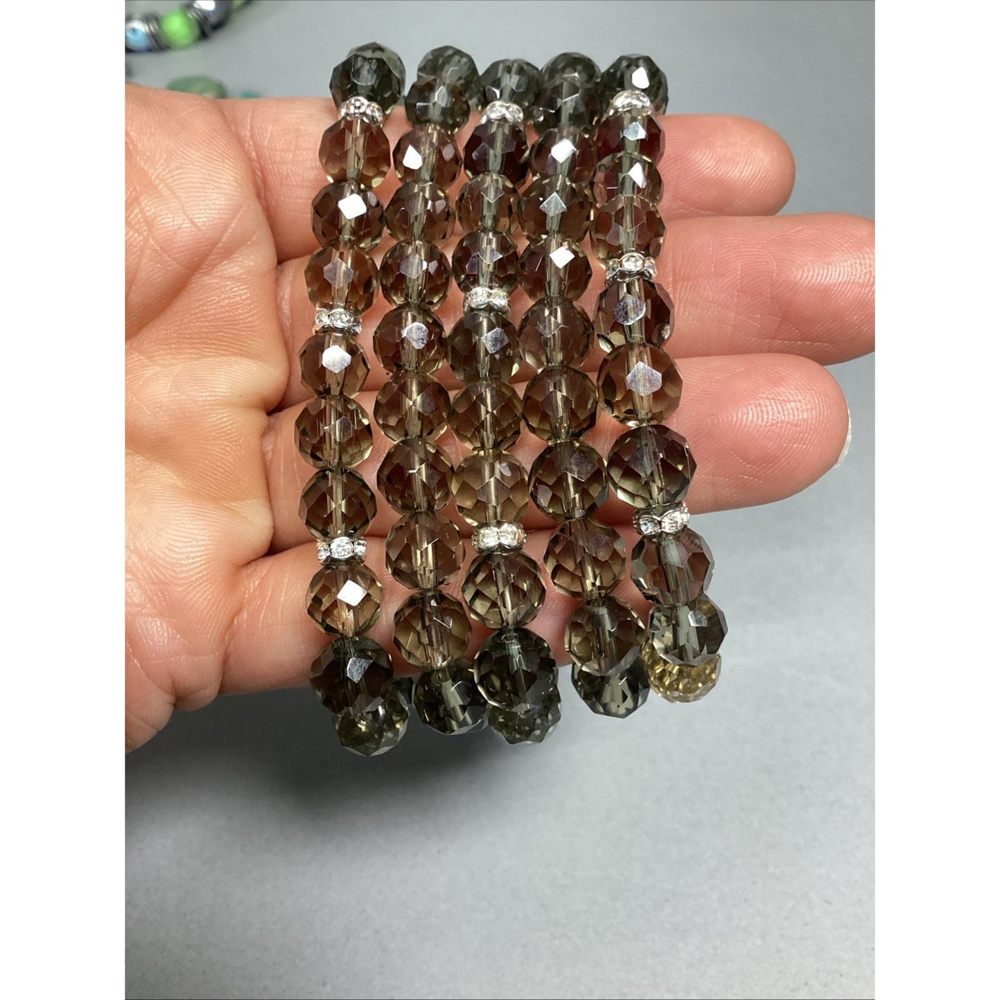 Vintage Women’s Cluster Beaded 5 Strand Stretch Bracelet