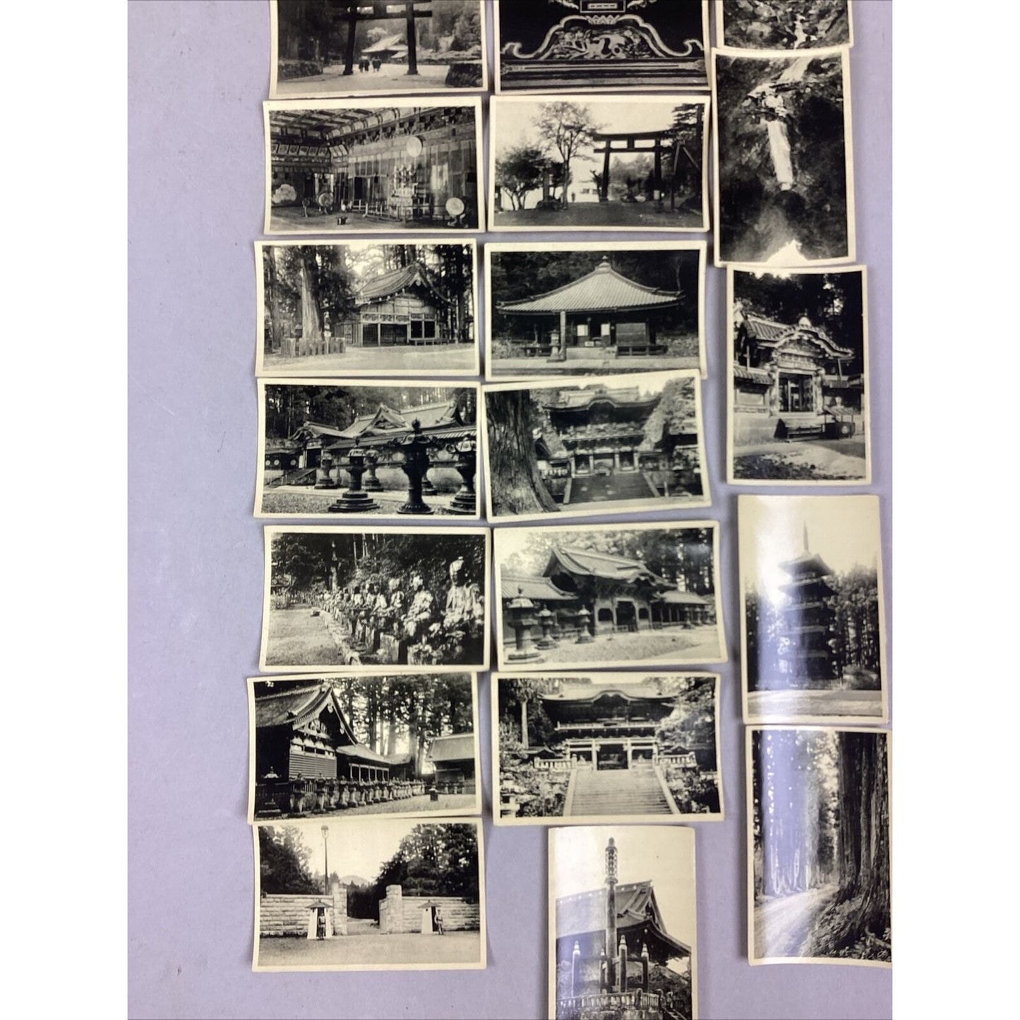 Set Of 21 Vintage Miniature Black And White Japanese Photos - Nikko