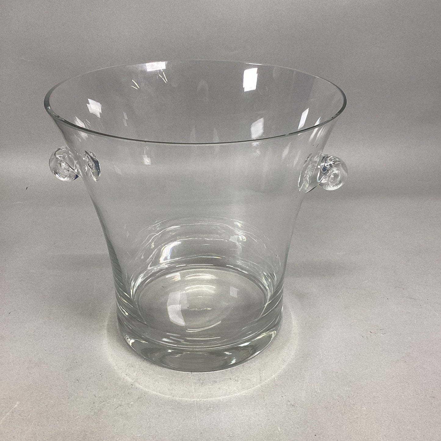 Vintage Clear Glass Ice Bucket w/ Hand Blown Handles - 8.5”Hx8 7/8”D