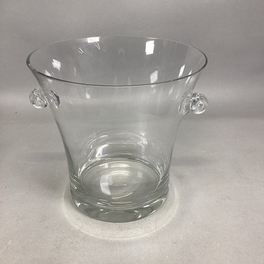 Vintage Clear Glass Ice Bucket w/ Hand Blown Handles - 8.5”Hx8 7/8”D
