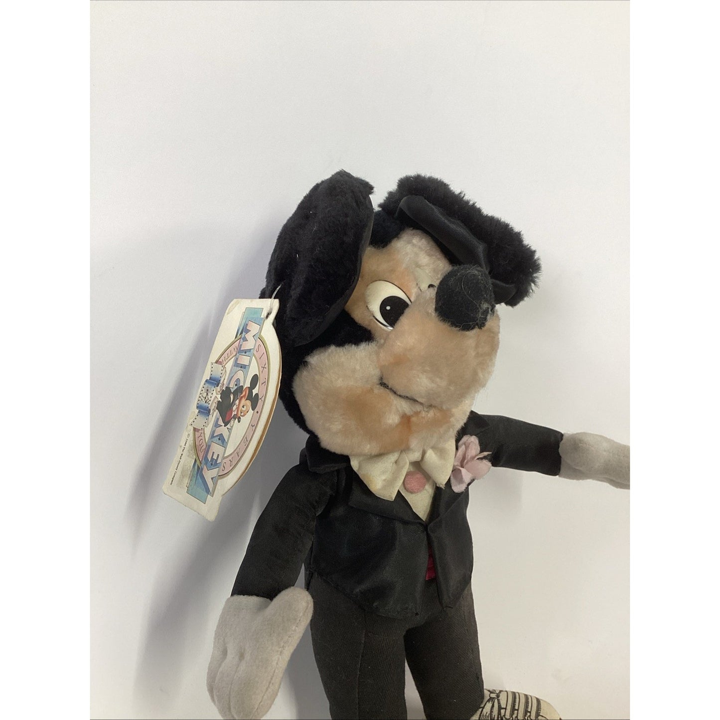 Disney 10” Mickey Mouse Tagged 60th Anniversary Black Tuxedo Plush Applause NOS