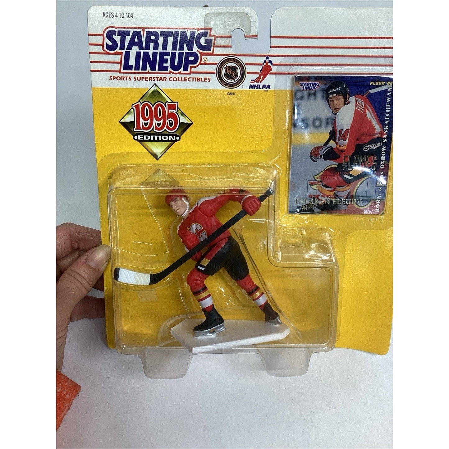 NHL Theoren Fleury 1995 Starting Lineup Calgary Flames NEW Damaged Packaging