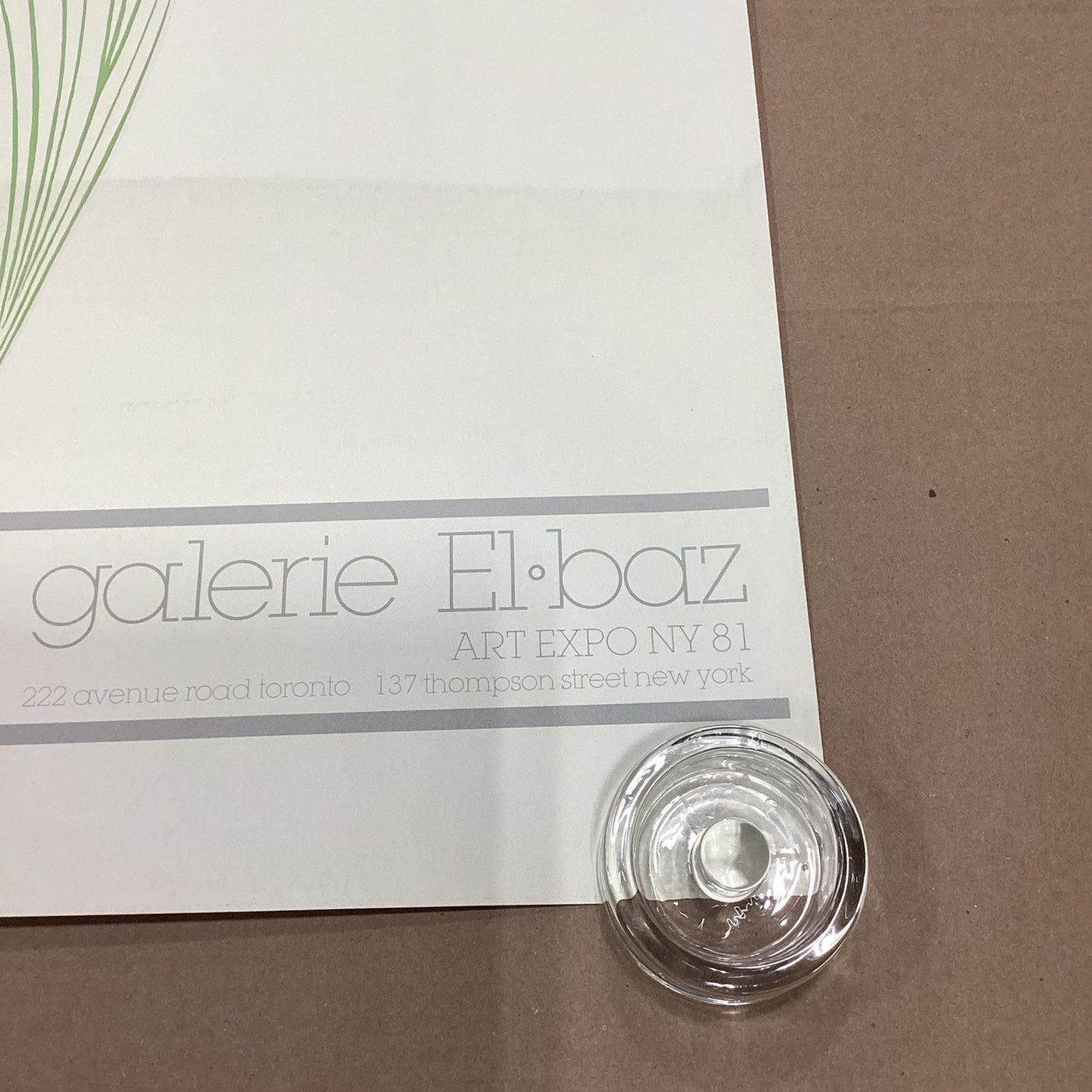 Galerie El Baz Lander - Blue Floral Vase W/ Egret Poster - 39.5x27.25” - 1981