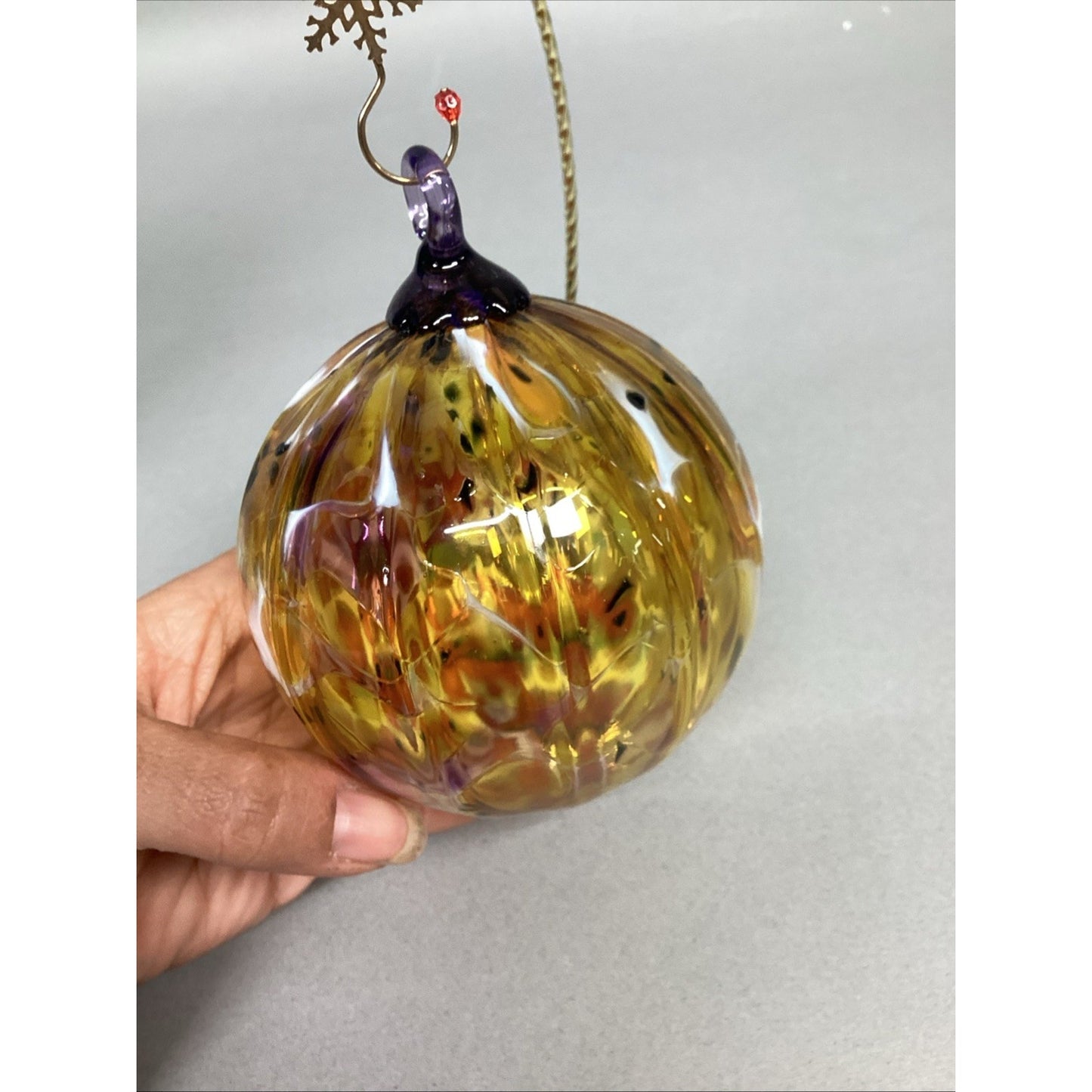 Set Of 3 Hand Blown Glass Christmas Ornaments With Ornament Hangers