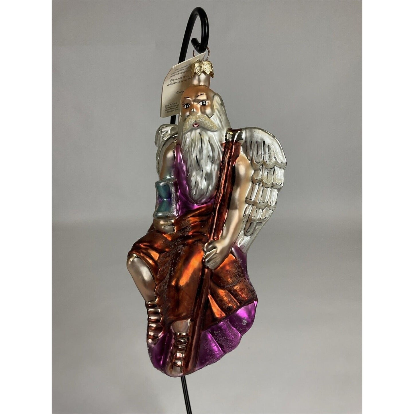 Christopher Radko Father Time Angel Glass Christmas Ornament w/ Tag