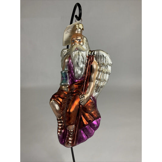 Christopher Radko Father Time Angel Glass Christmas Ornament w/ Tag