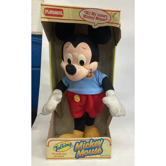 1988 DISNEY Talking Mickey Mouse Pull String Playskool 22" Plush 70488 Works