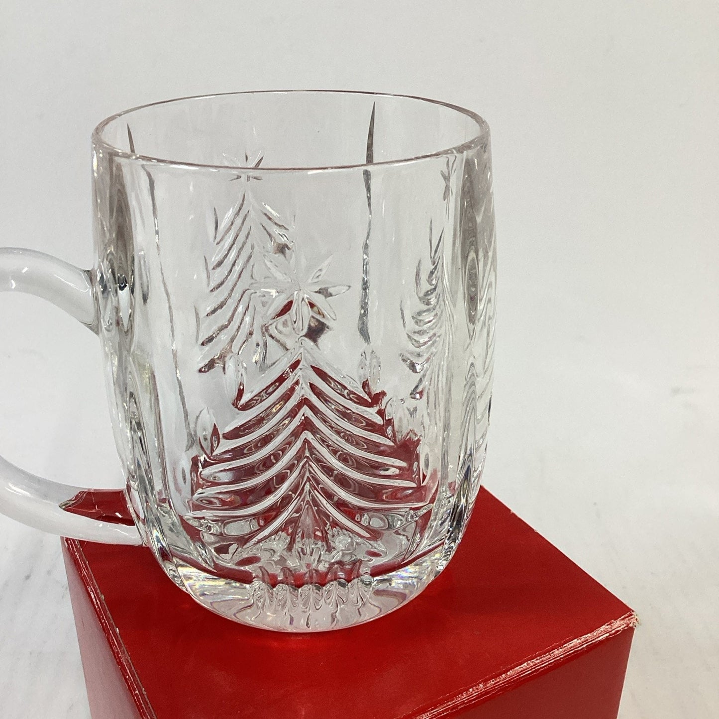 MIKASA Crystal Heavy Cut Christmas Tree Holiday Mug Germany - 12 Oz & Box