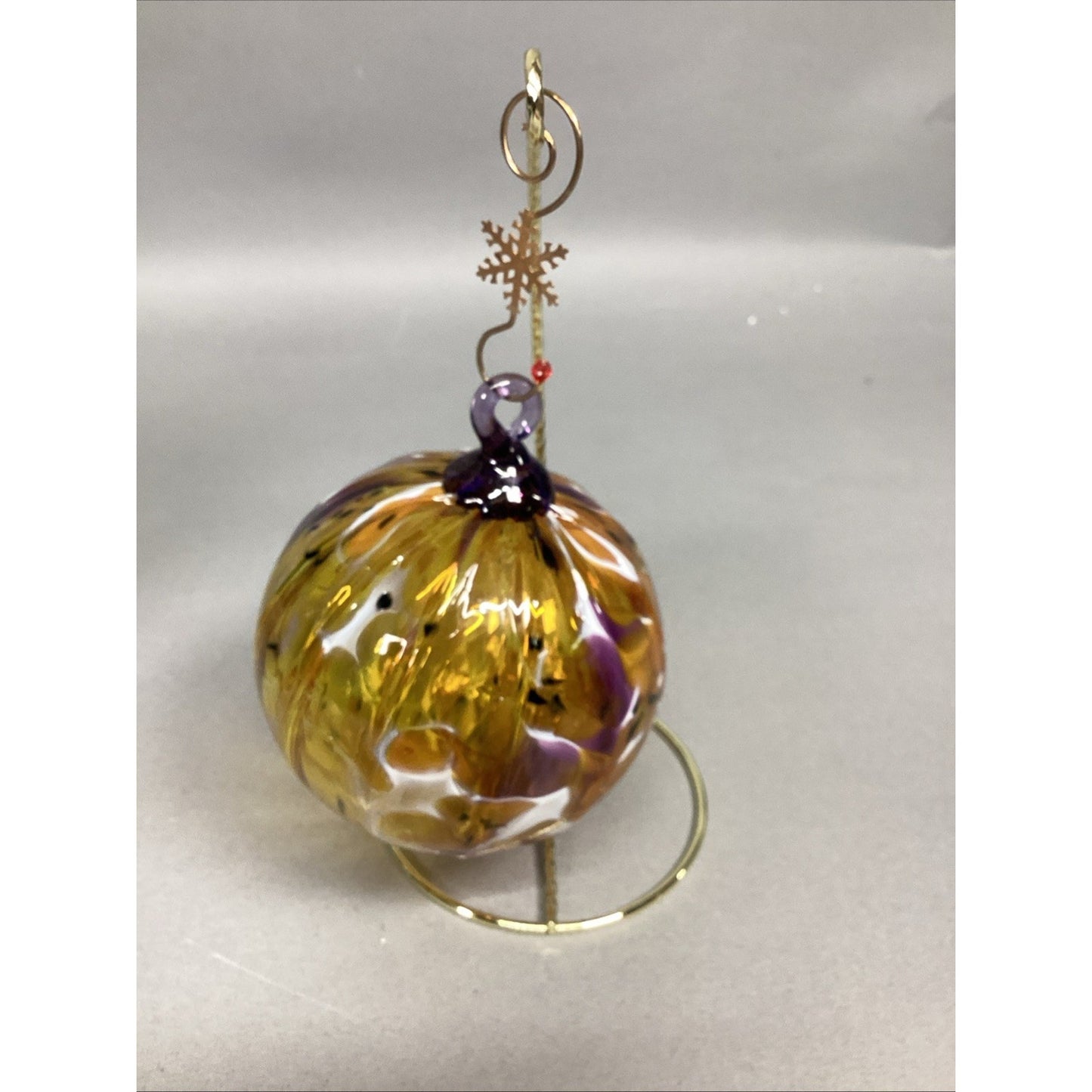 Set Of 3 Hand Blown Glass Christmas Ornaments With Ornament Hangers