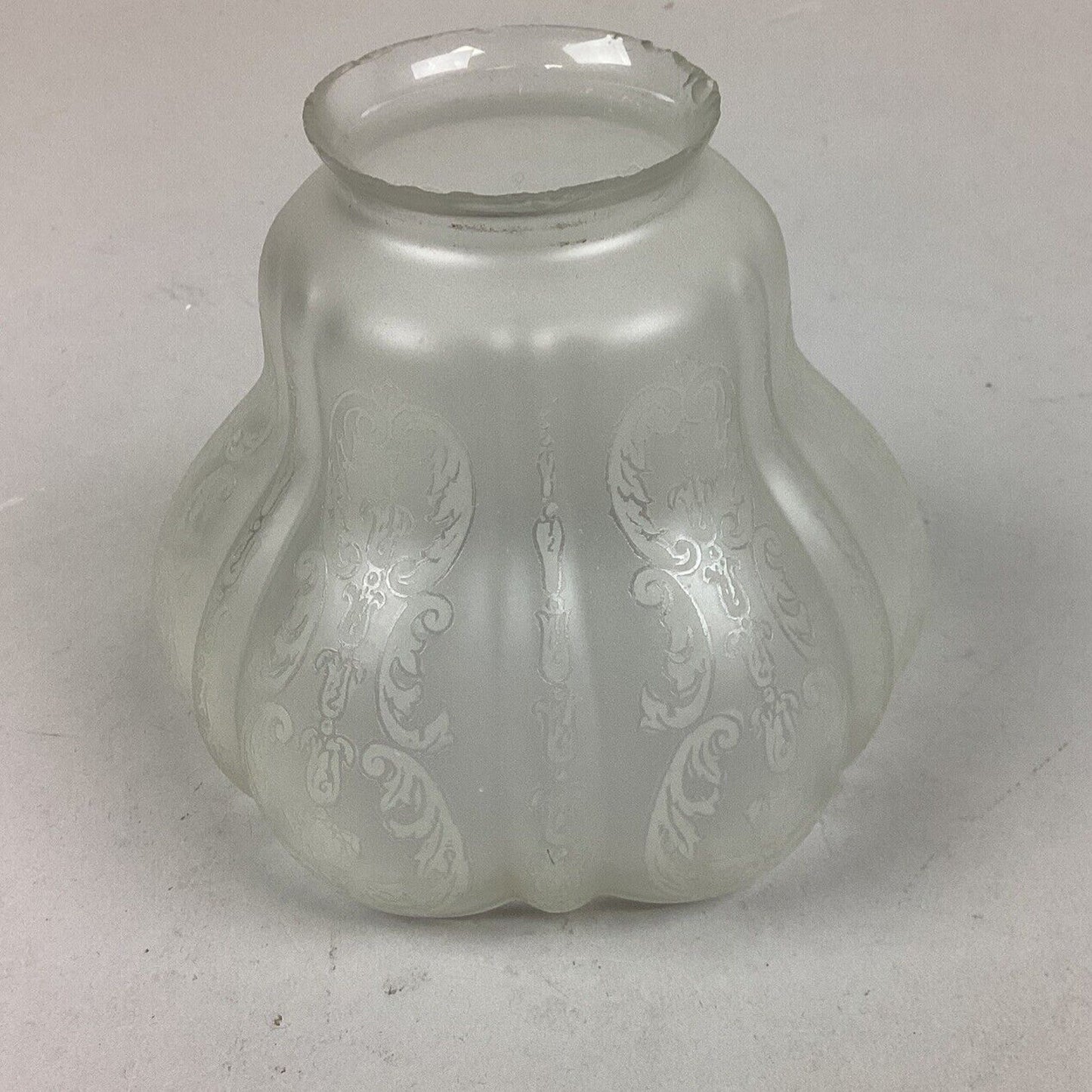 Antique Frosted Etched Glass Lamp Shade - 4.25”Hx4”D