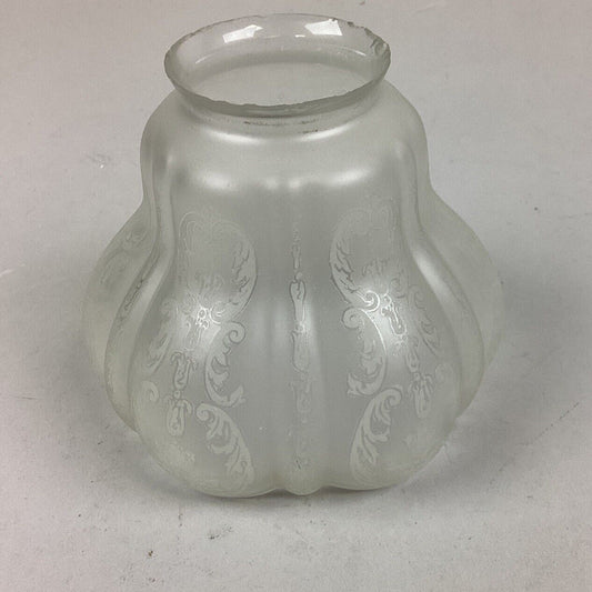 Antique Frosted Etched Glass Lamp Shade - 4.25”Hx4”D