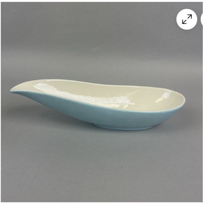 Hull Pottery 13” Gravy Boat Serving Piece Mid-Century Modern Light Blue Ceramic