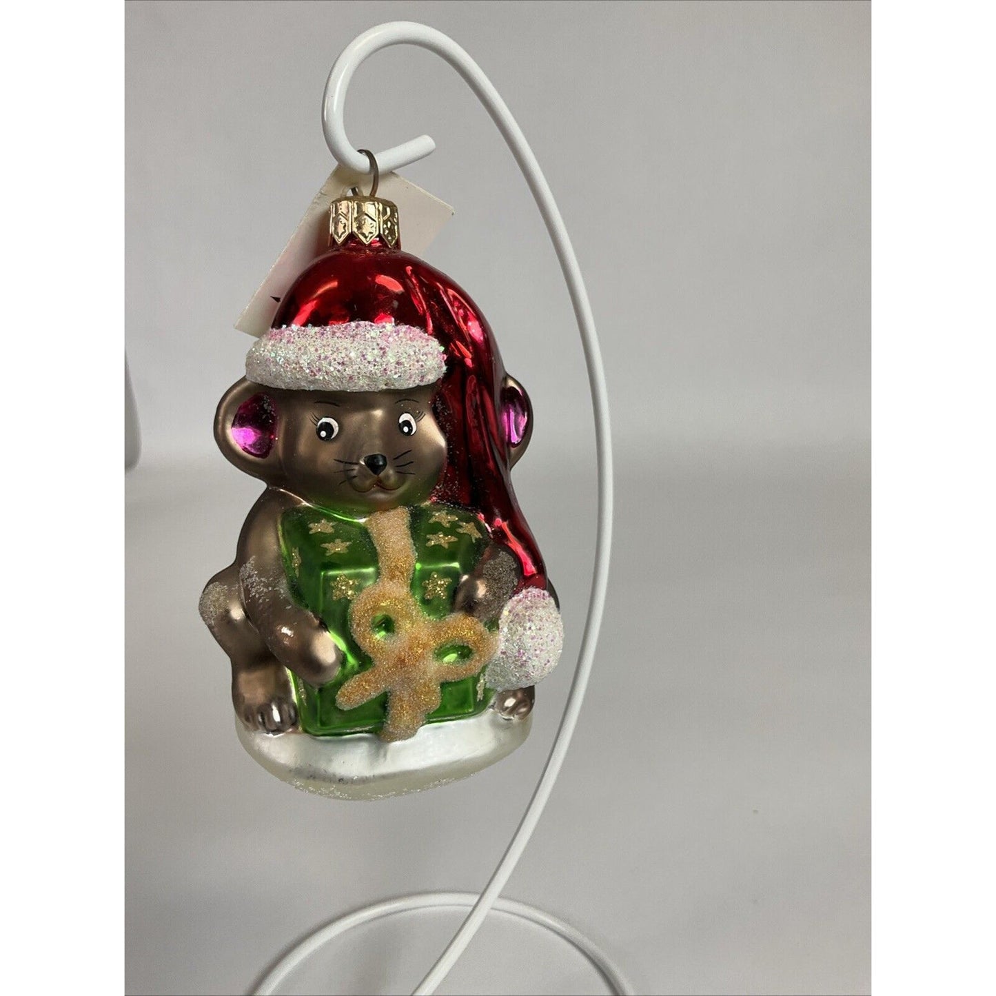 Christopher Radko Christmas Ornament Mouse Santa Hat with Present