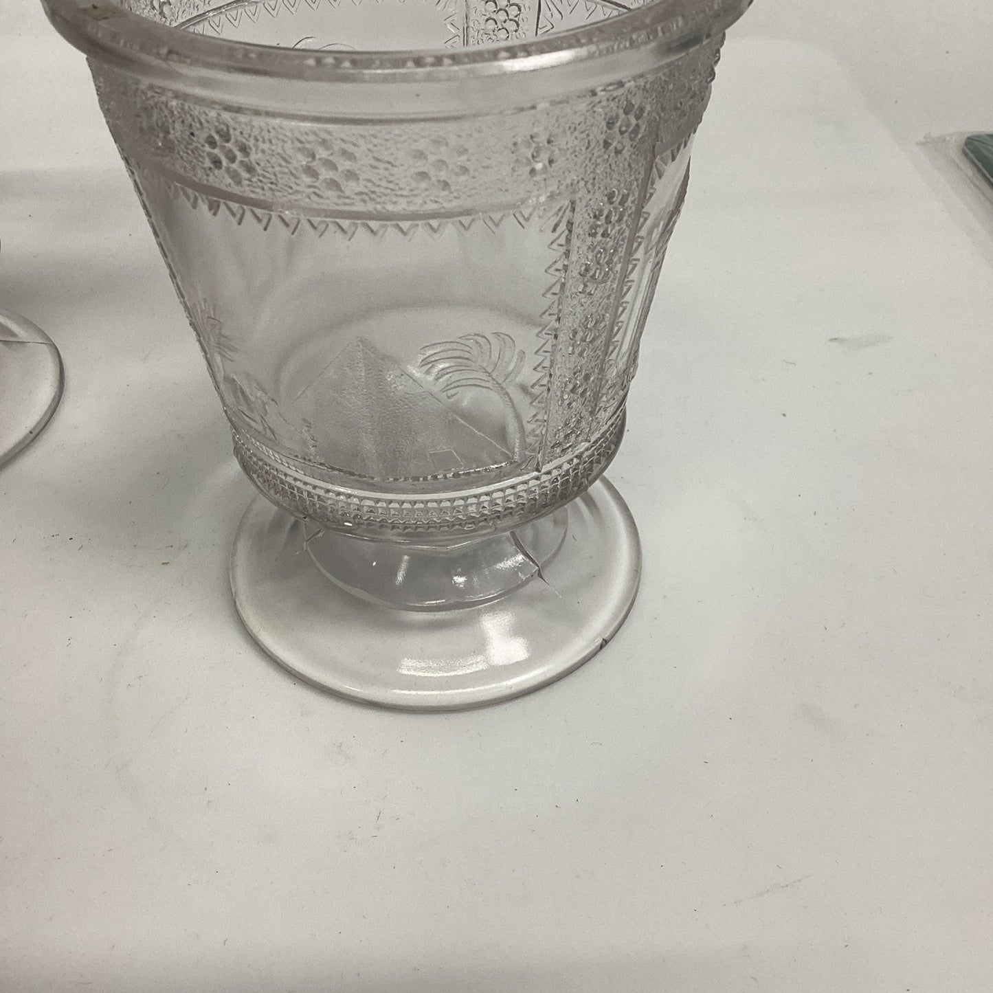Antique 1880’s EAPG ADAMS & CO EGYPTIAN SPHINX PATTERN GLASS SPOONER