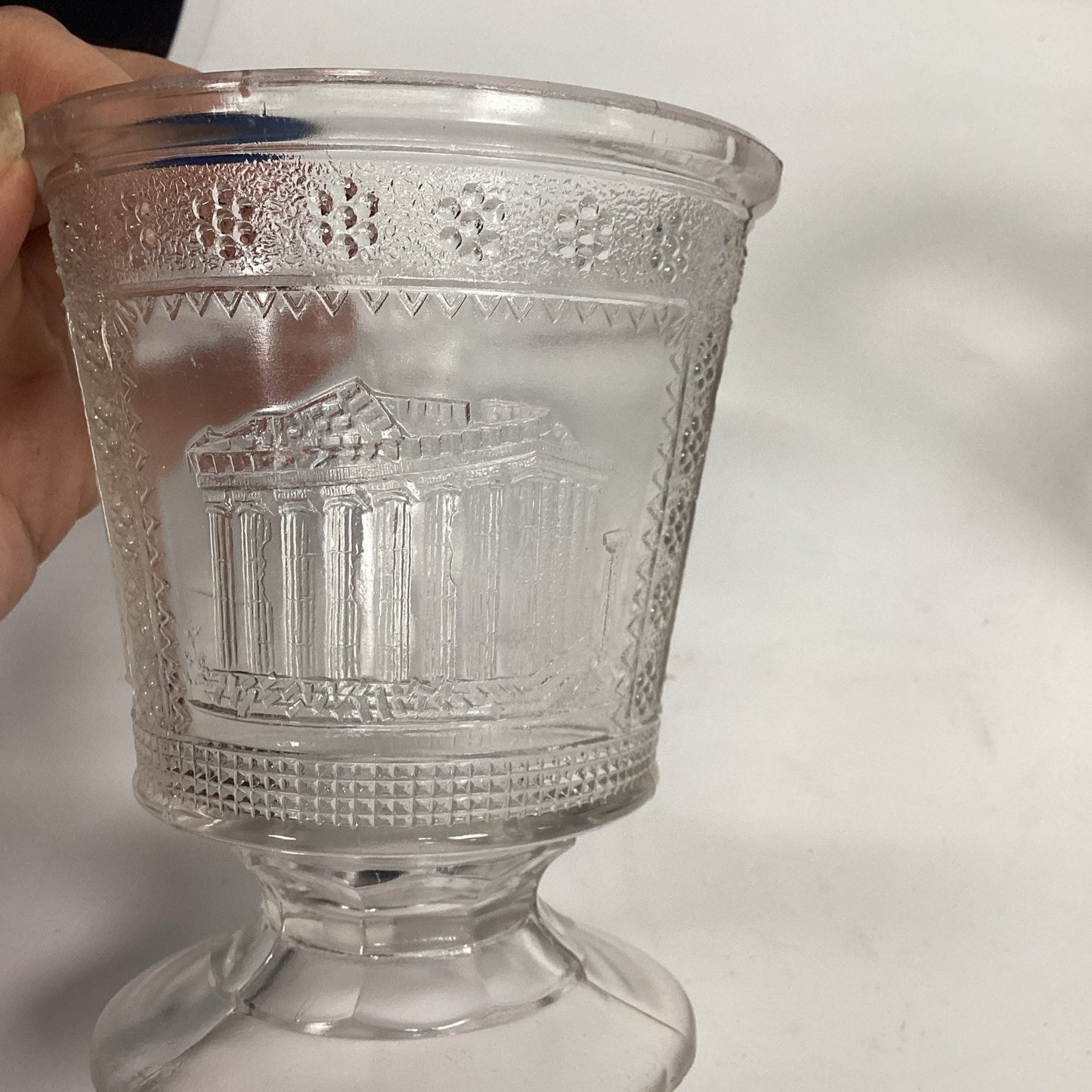 Antique 1880’s EAPG ADAMS & CO EGYPTIAN SPHINX PATTERN GLASS SPOONER